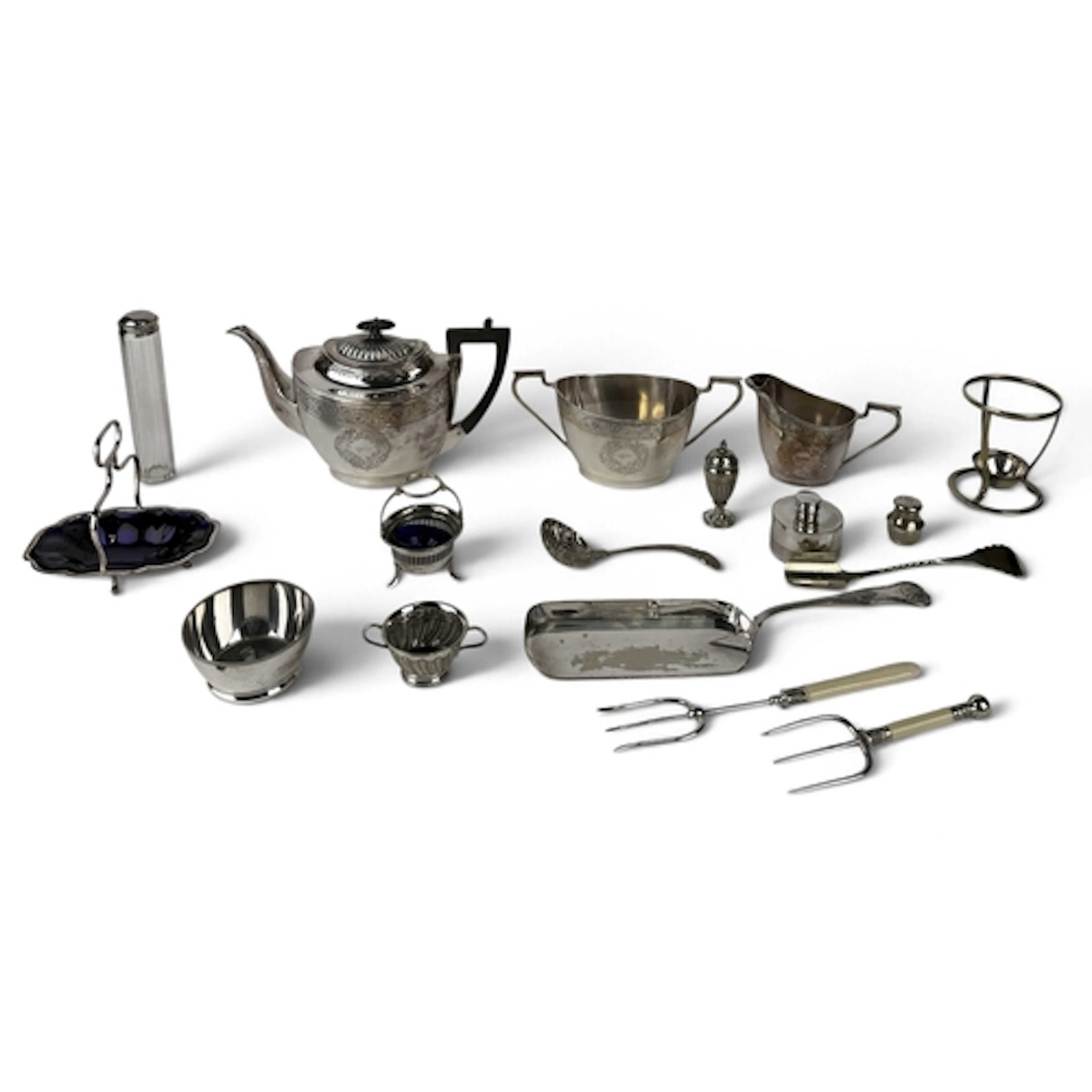 A LATE VICTORIAN THREE-PIECEELECTROPLATE TEA SERVICE, IN GE...