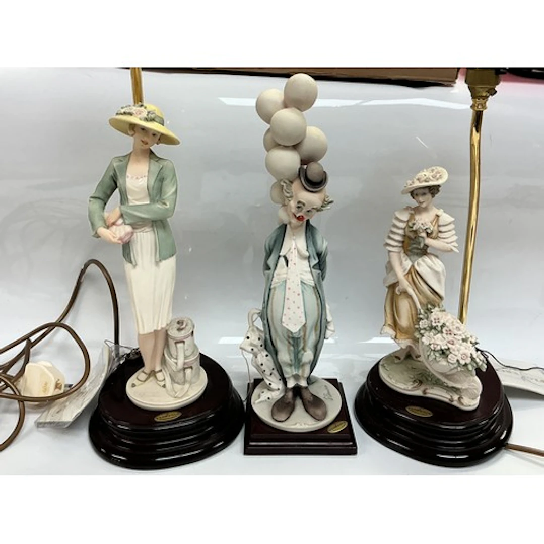Three boxed Capodimonte figural table lamps by Guiseppe Arma...