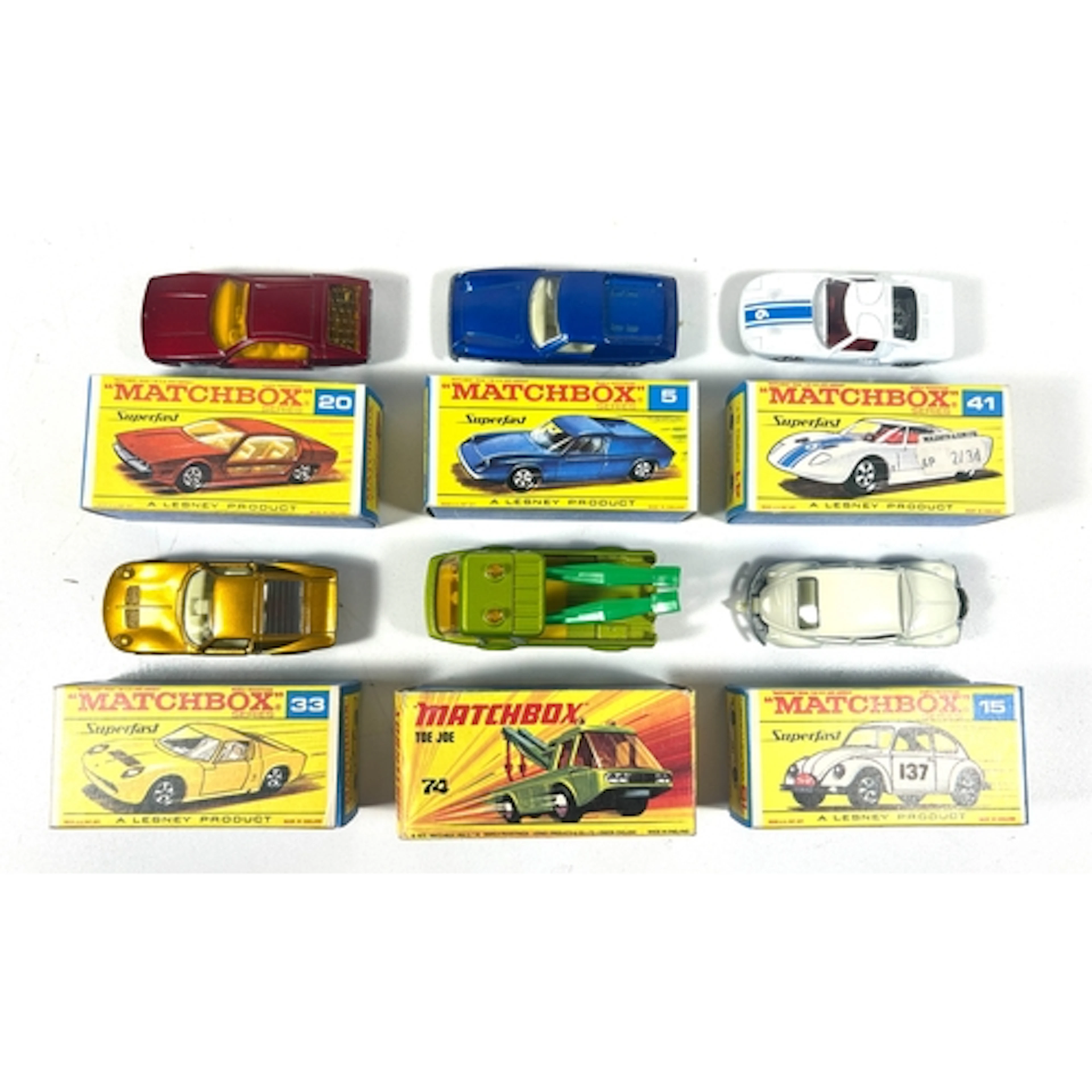 6 Matchbox Superfast. No.5 Lotus Europa, No.15 Volkswagen 15...