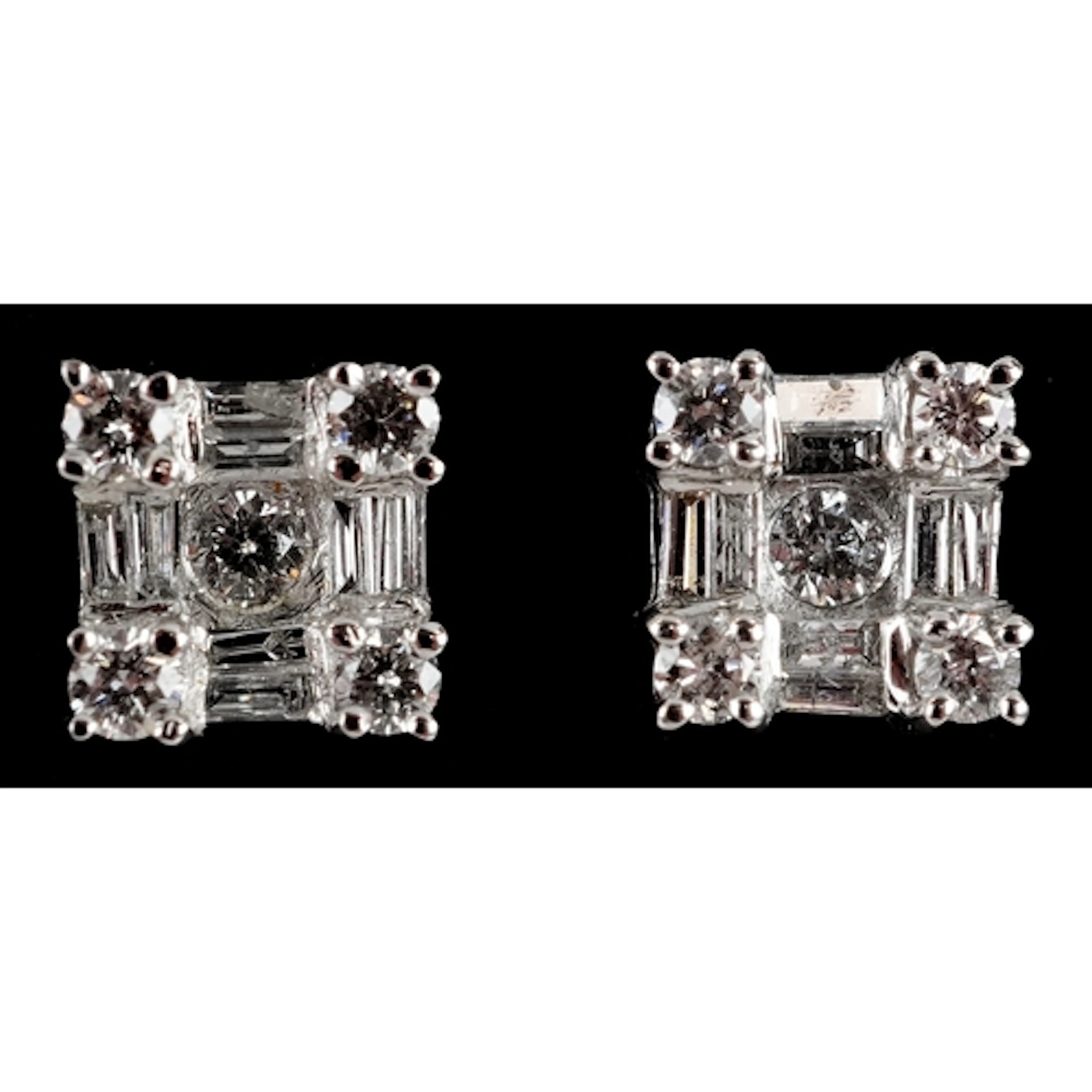 Pair of 18ct white gold diamond cluster stud earrings, total...