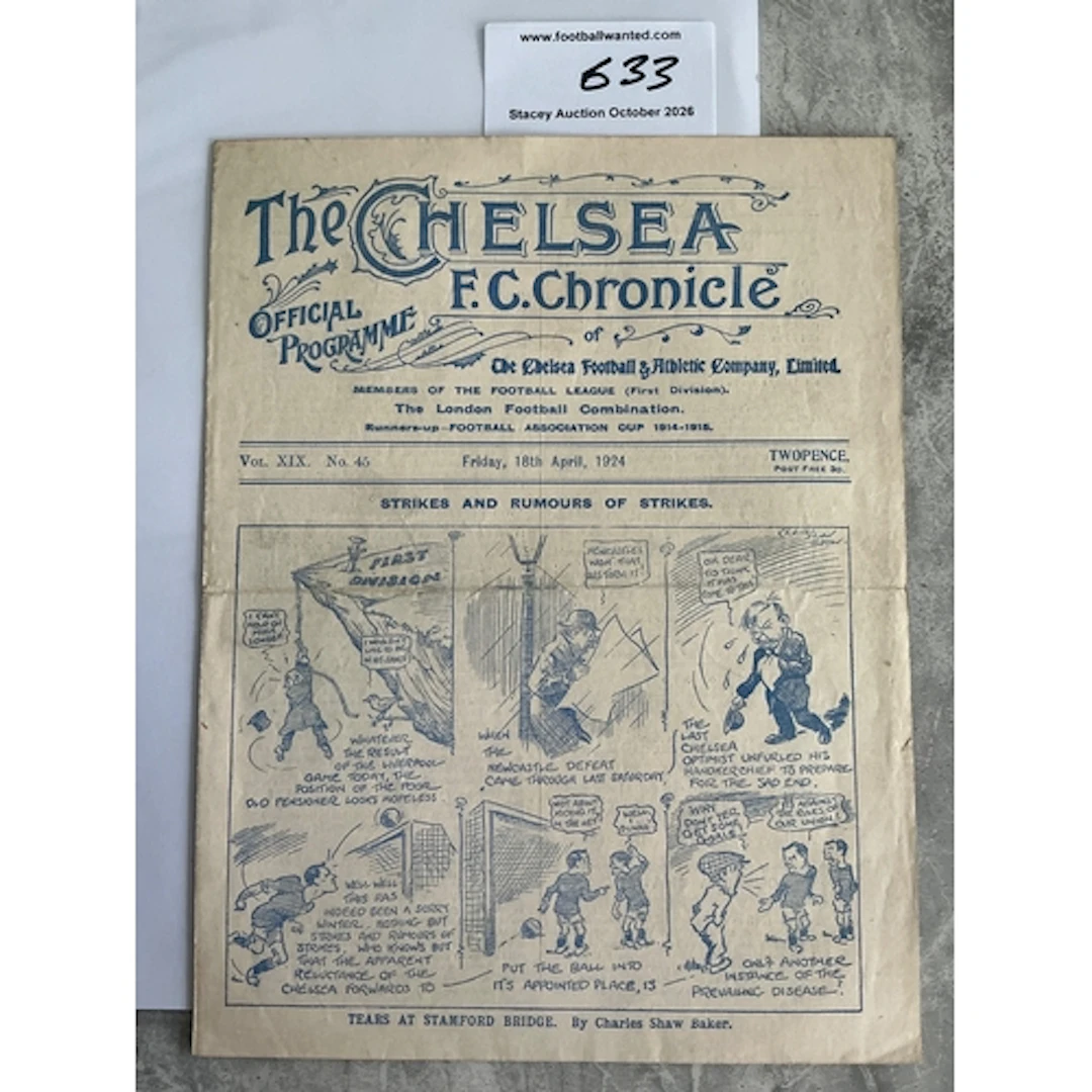 1923 - 1924 Chelsea v Liverpool Football Programme: Good con...