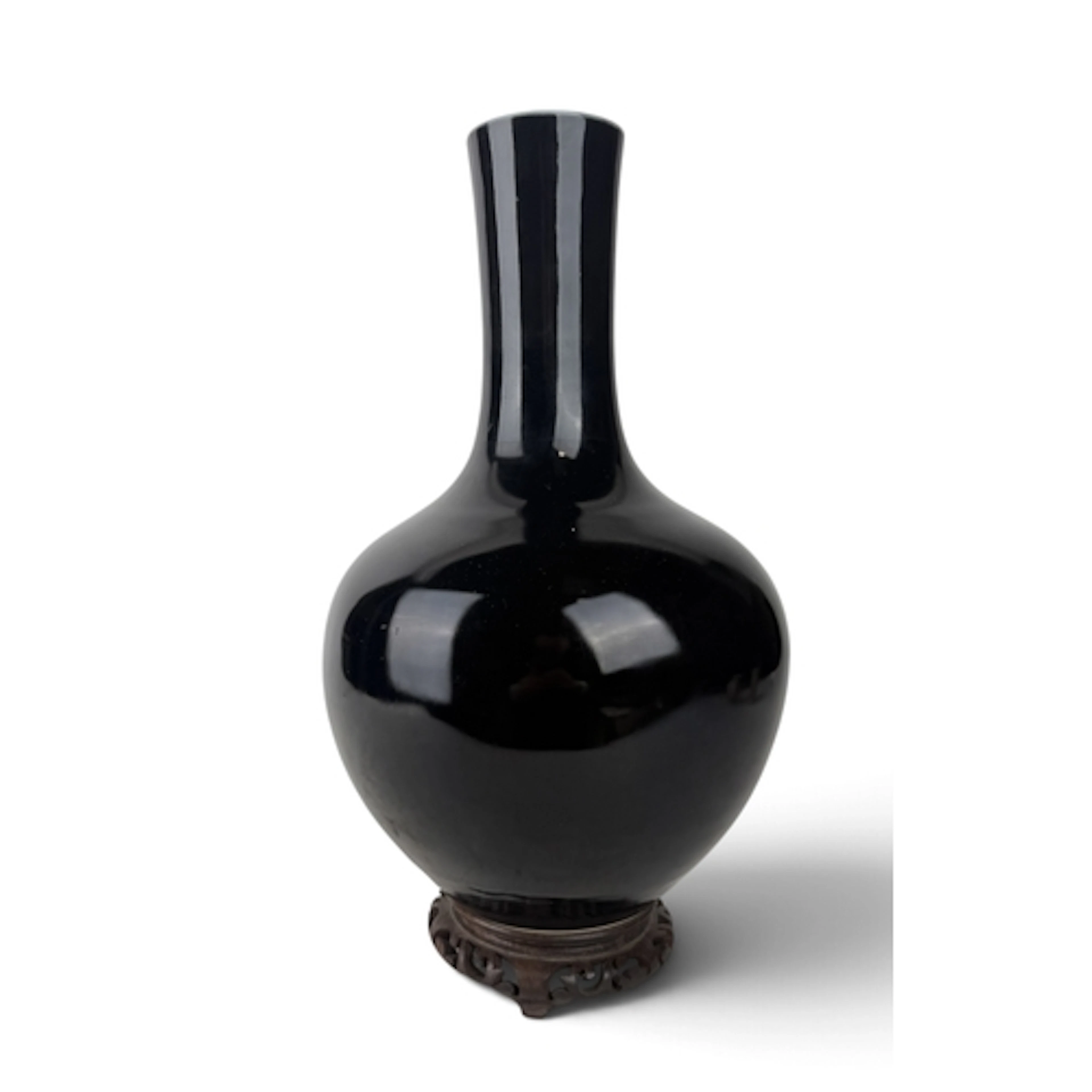 A CHINESE BLACK GLAZED VASE Seal mark to verso. 34cm H...
