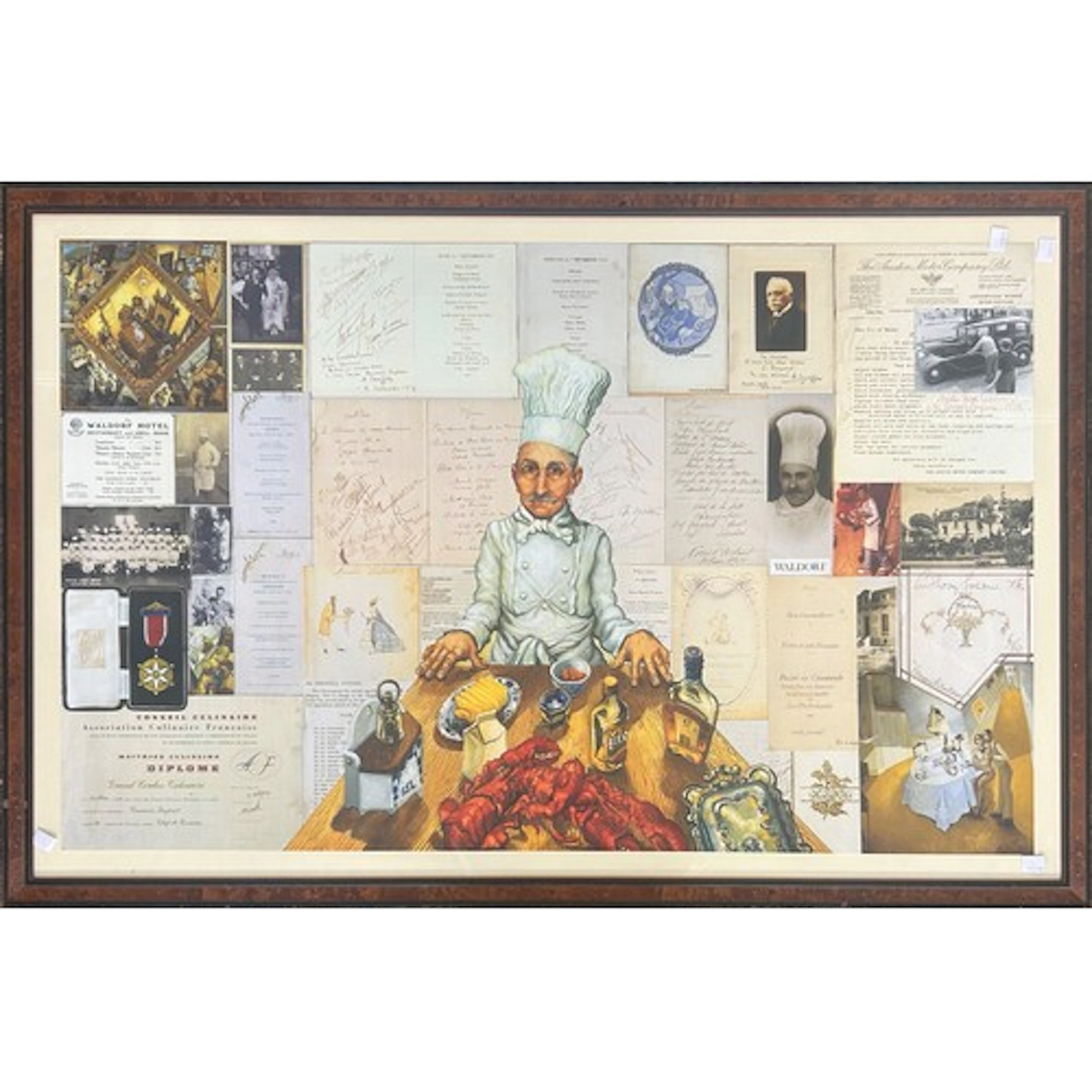 A caricature and collage in on honor of the chef Casimir Dup...