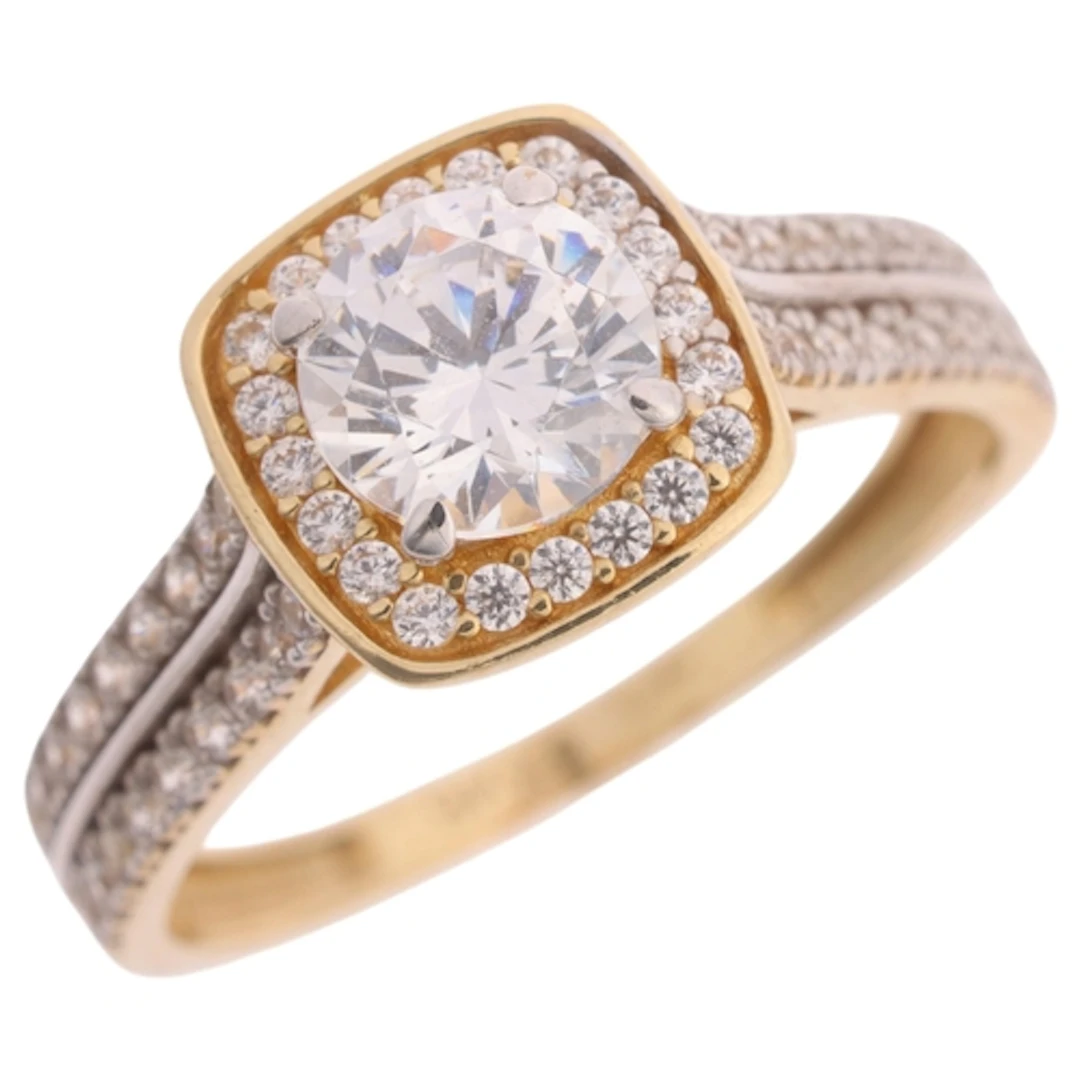 A 9ct gold cubic zirconia cluster ring, setting height 8.9mm...