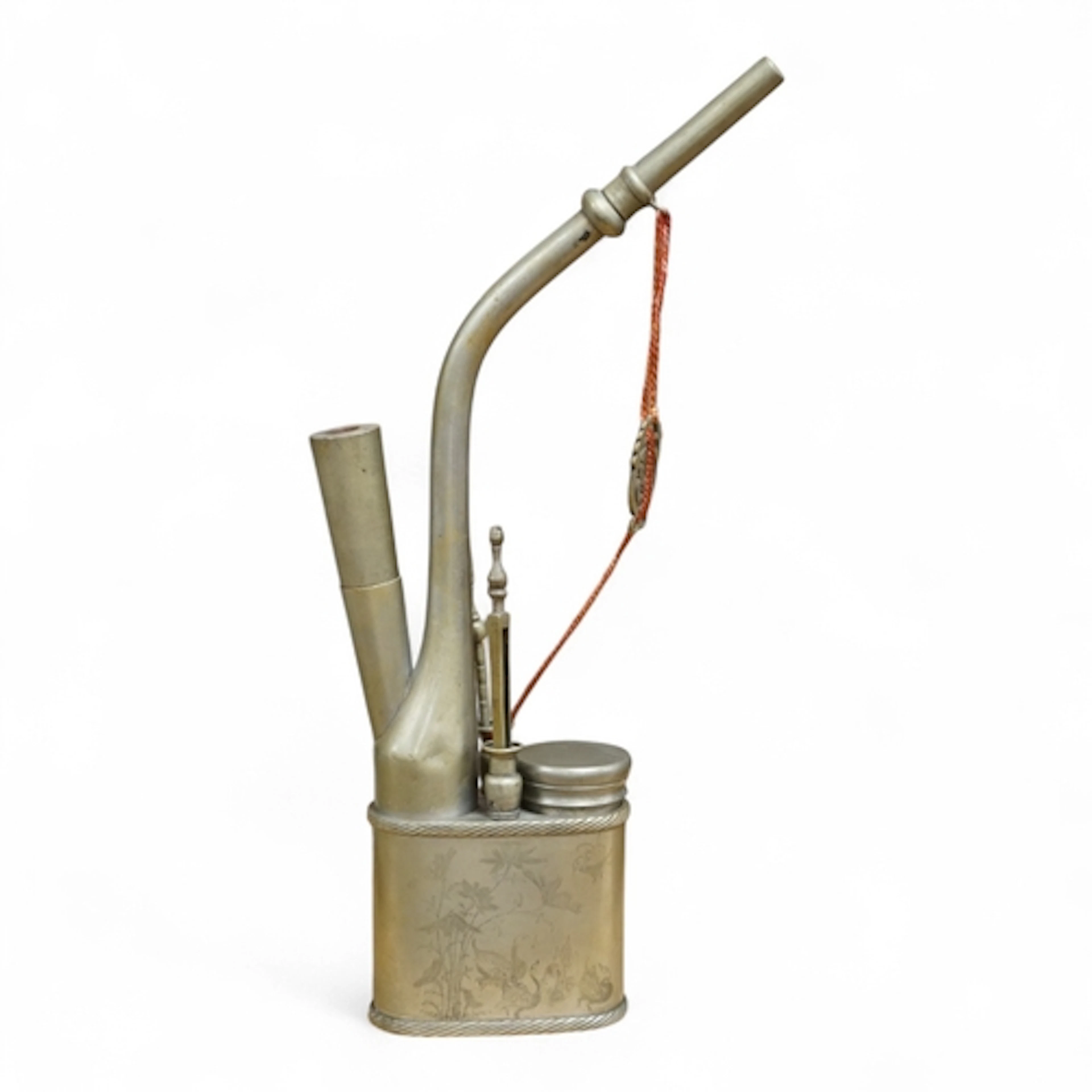 An early 20th century Chinese paktong water pipe, stamped ma...