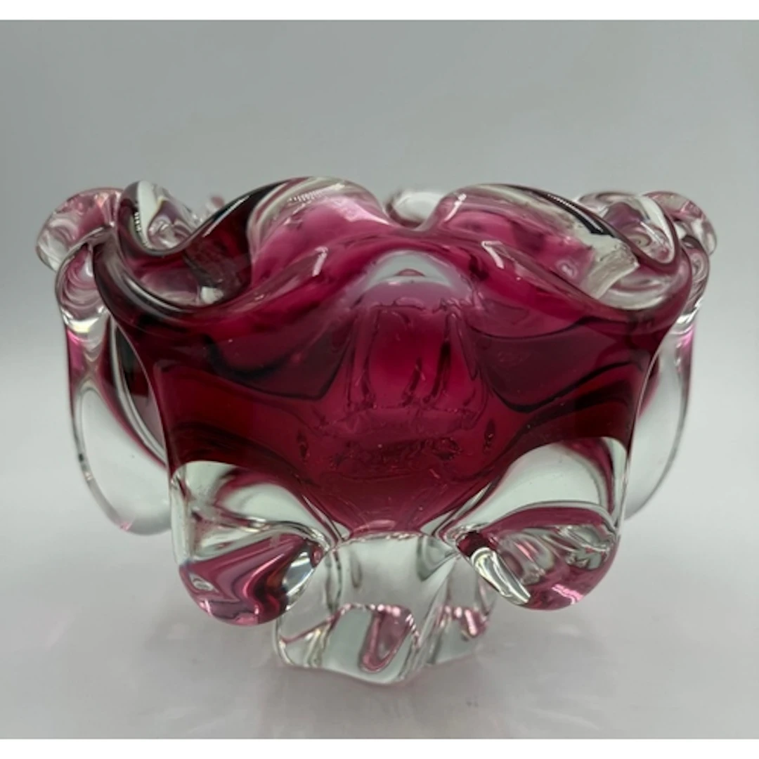 A Josef Hopodska cranberry art glass bowl