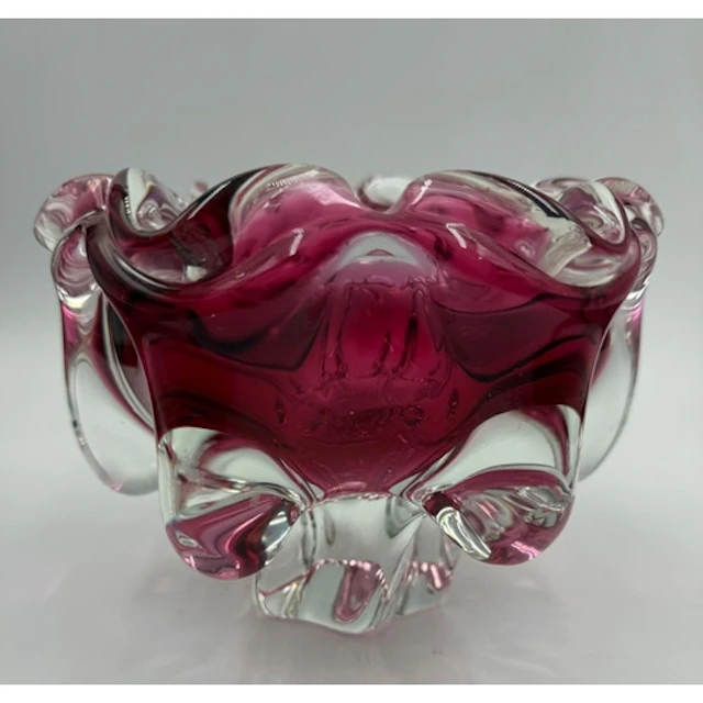 A Josef Hopodska cranberry art glass bowl