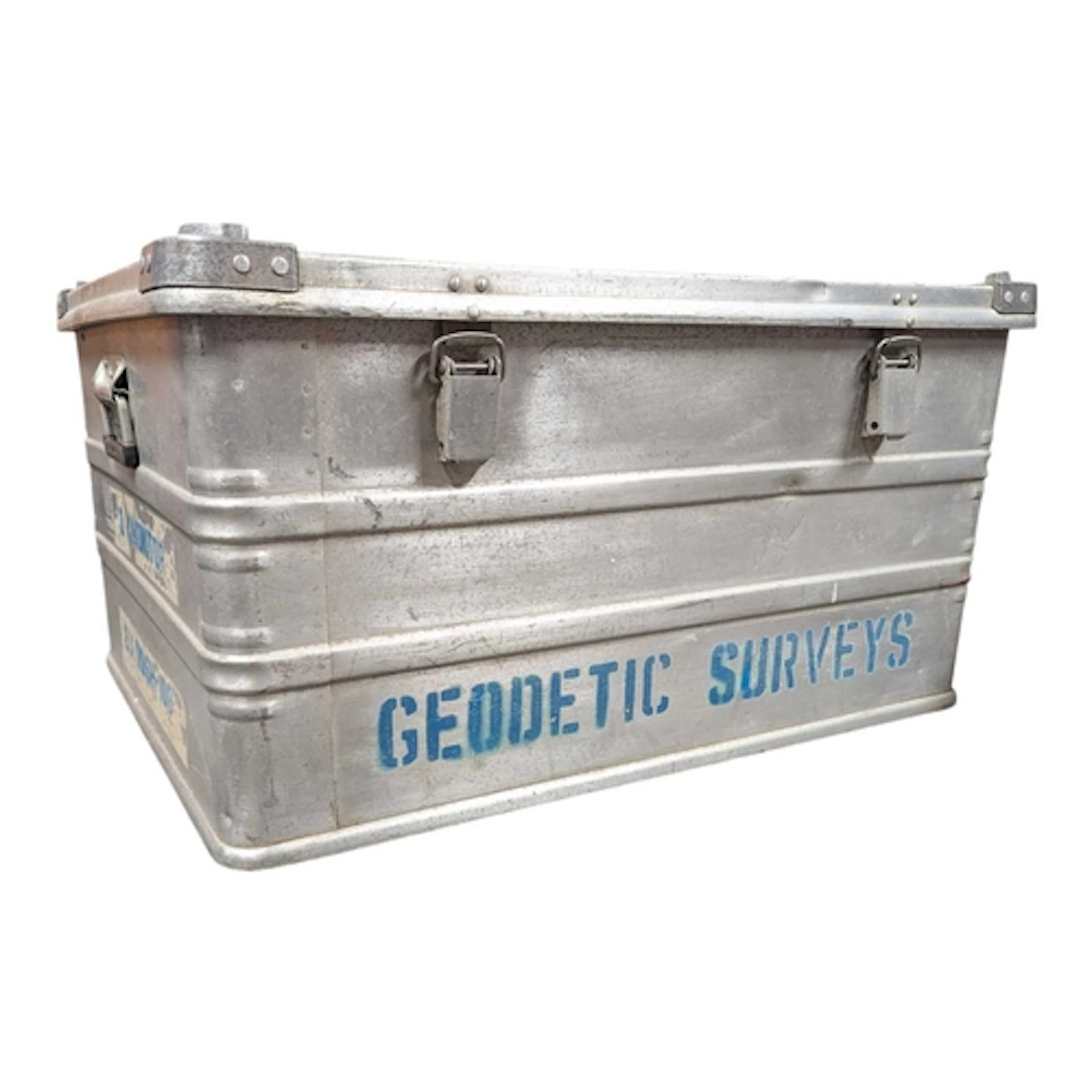 A vintage 20th century aluminium travel metal trunk / chest....