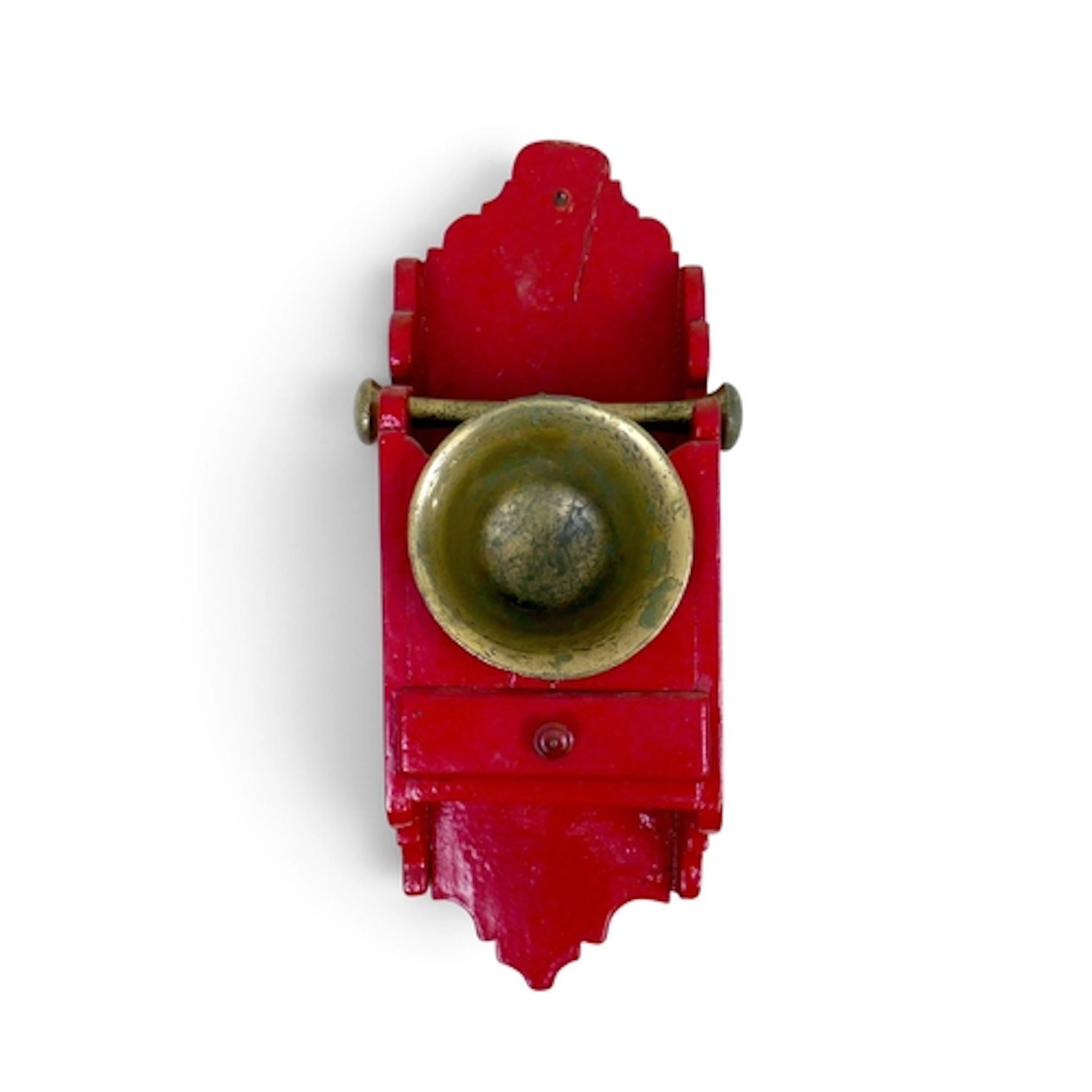 A SOUTHEAST ASIAN BRONZE PESTLE AND MORTAR. housed in a red ...