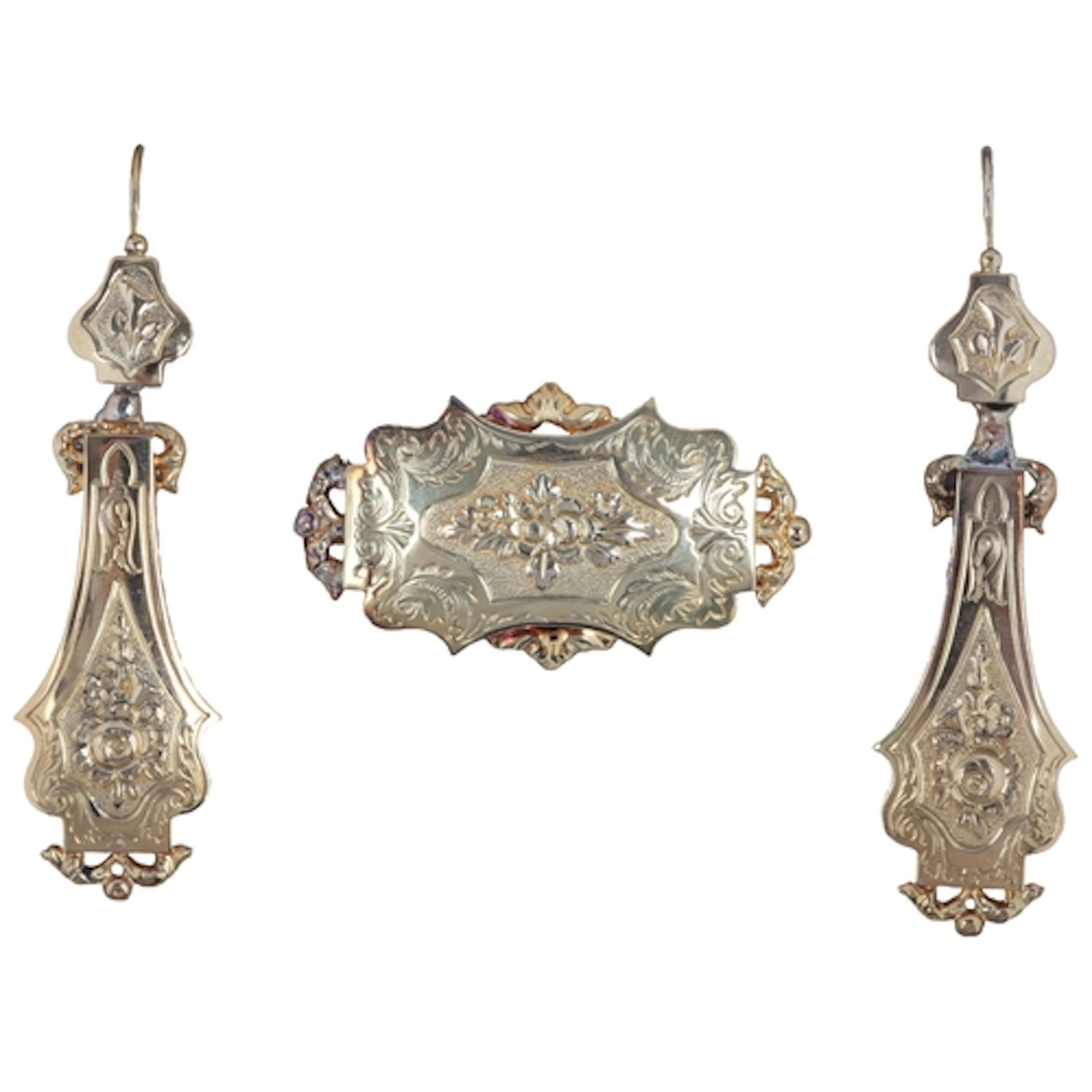 A Bourbon Restoration gold demi-parure, France, circa 1830, ...
