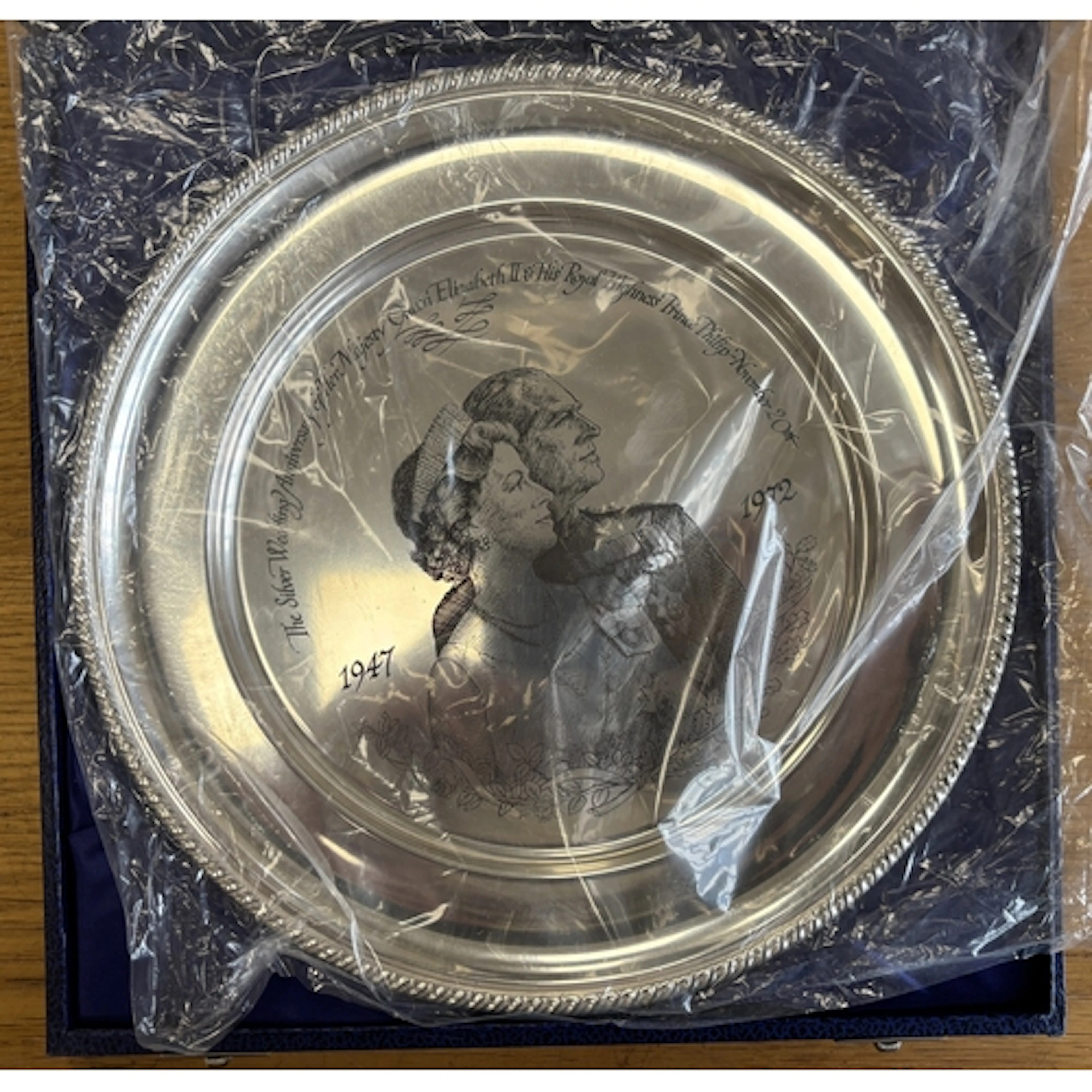 1972 John Pinches 'The Royal Anniversary Plate' sterling sil...