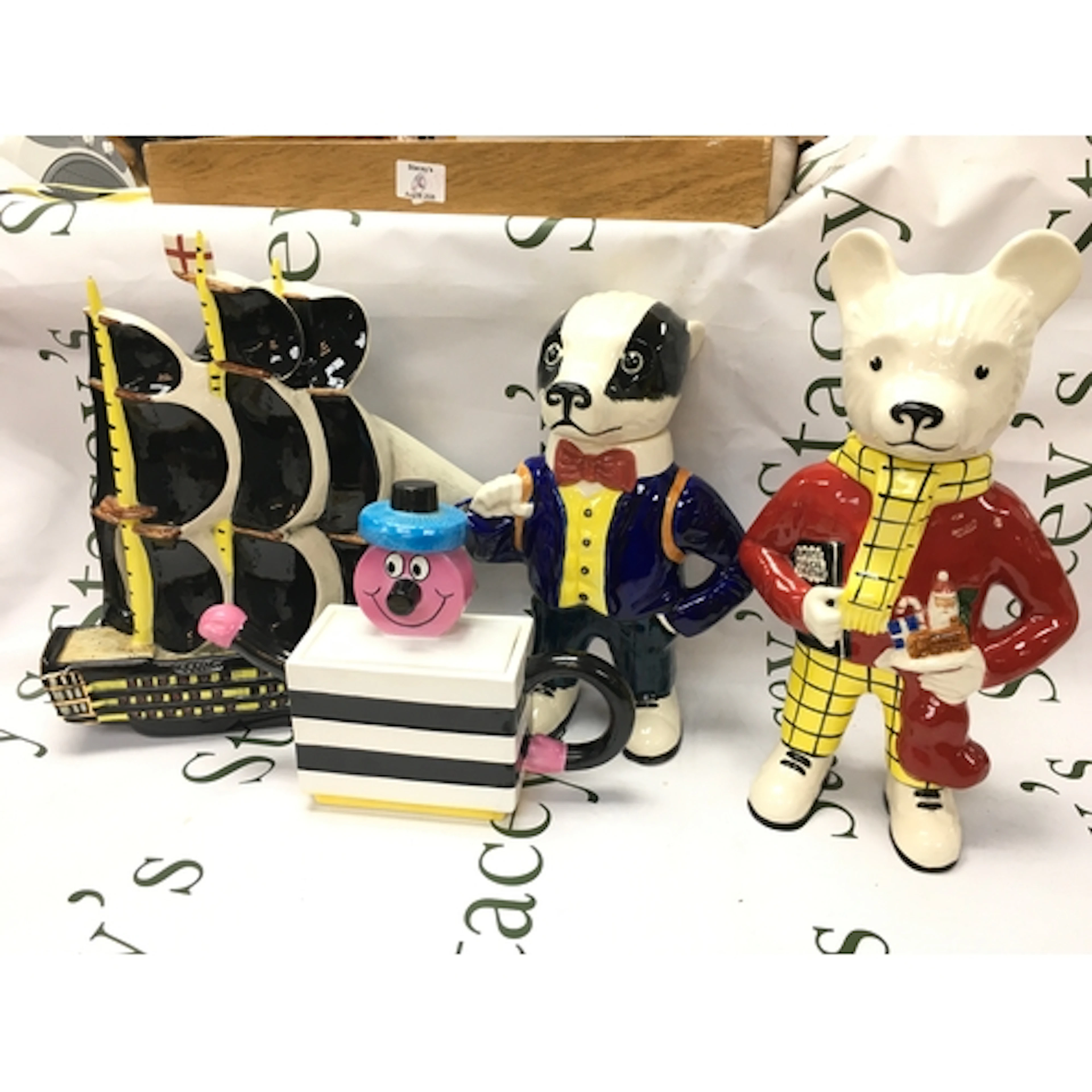 Four ceramic teapots including Gary Seymour Rupert the Bear ...