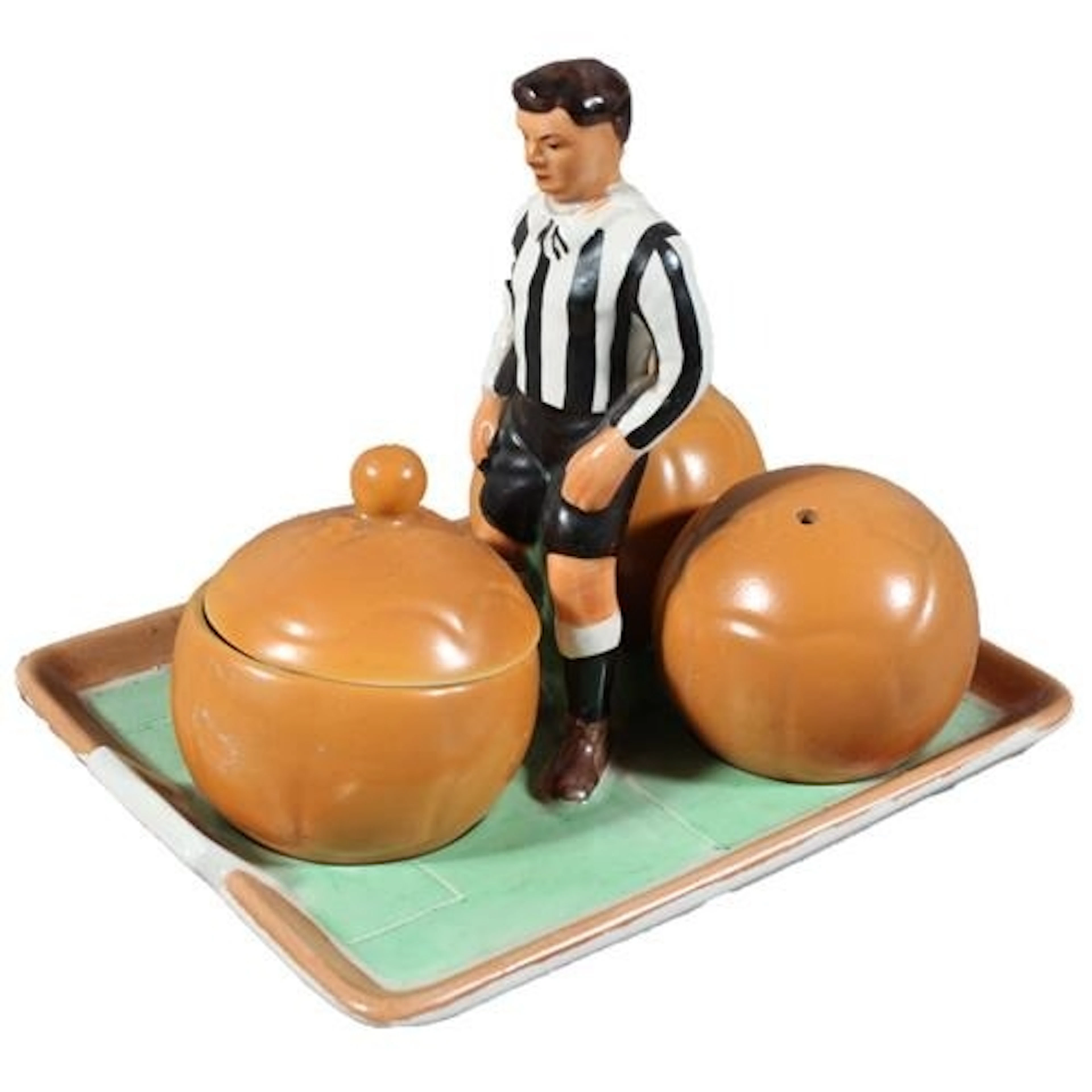 Rare Art Deco Carlton Ware novelty cruet set modelled as a f...