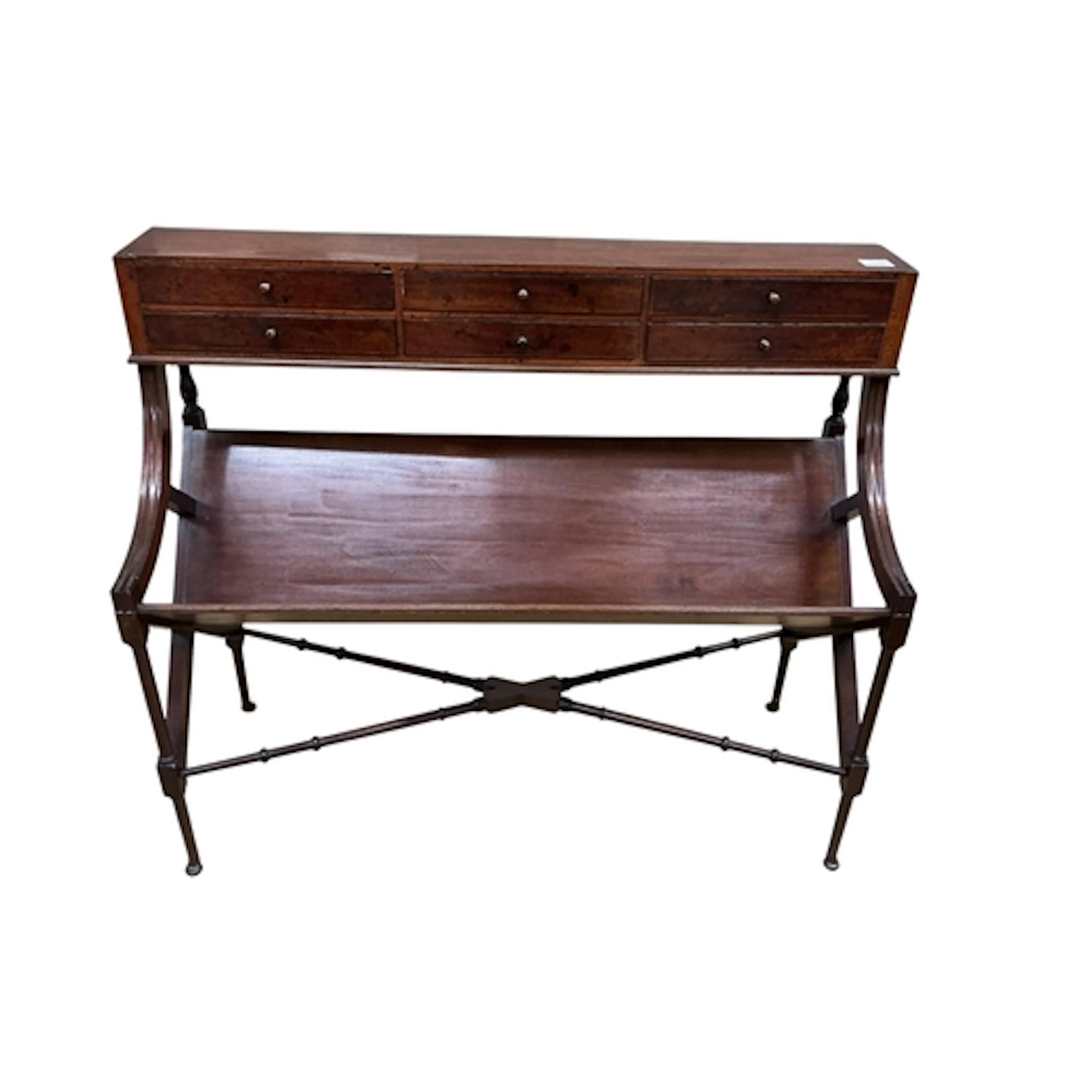 A Regency style mahogany book trough, width 102cm, depth 38c...