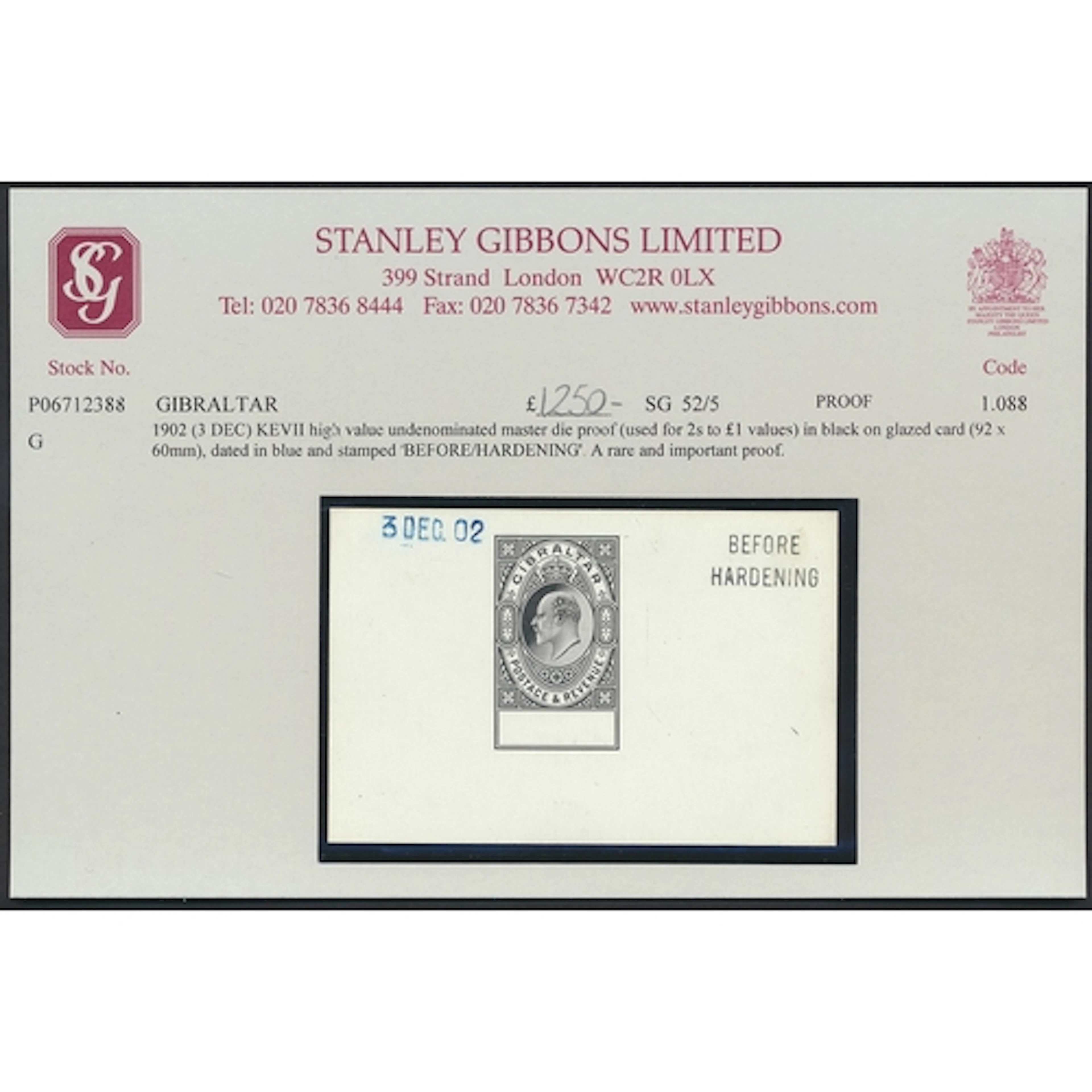 Gibraltar. 3rd December 1902 KEVII high val (used for 2/- to...
