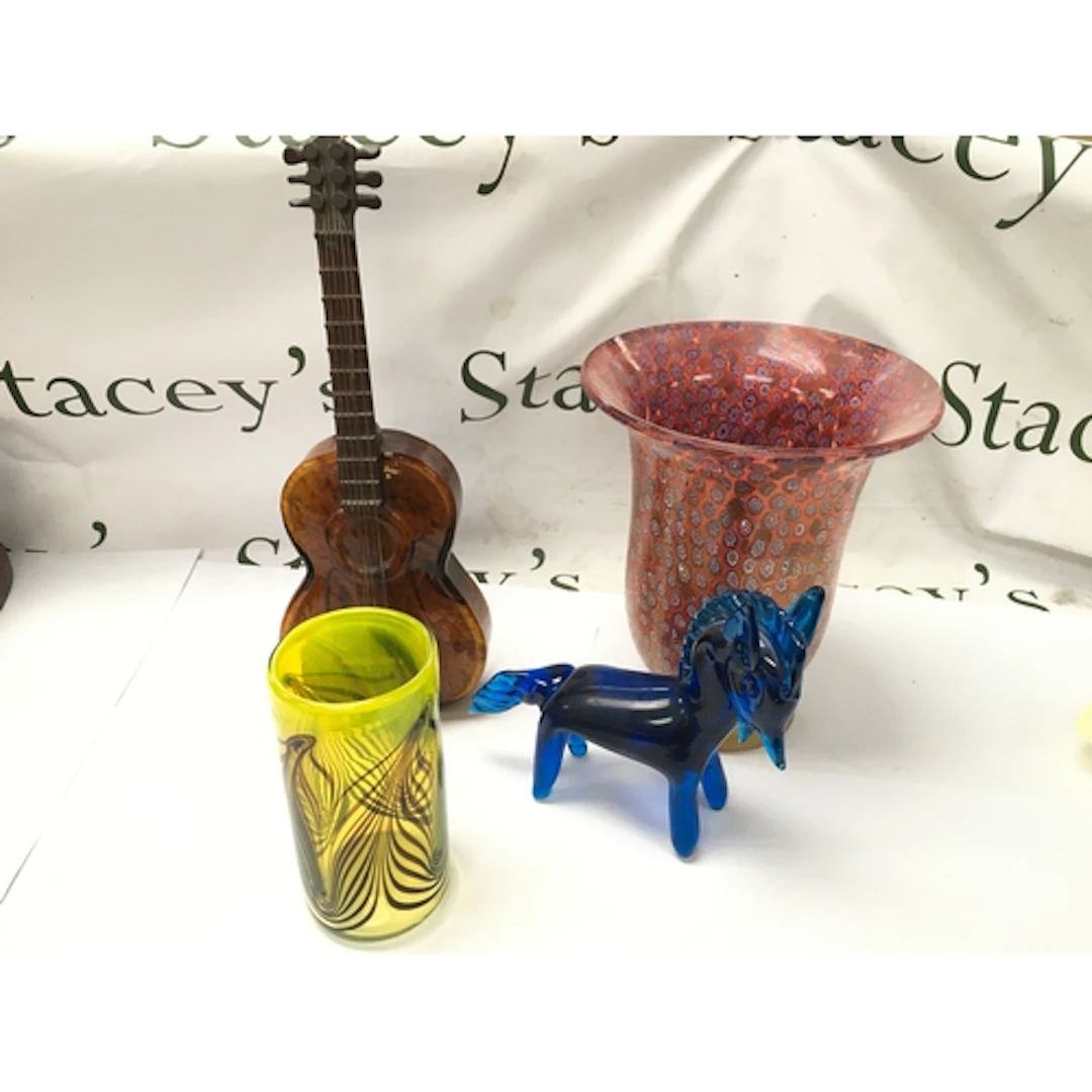 A Murano glass vase and other glass items including interest...