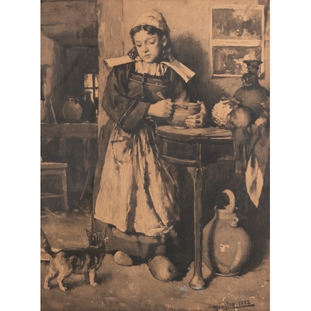 Walter Langley (British, 1852-1922) - Study of a girl in an ...