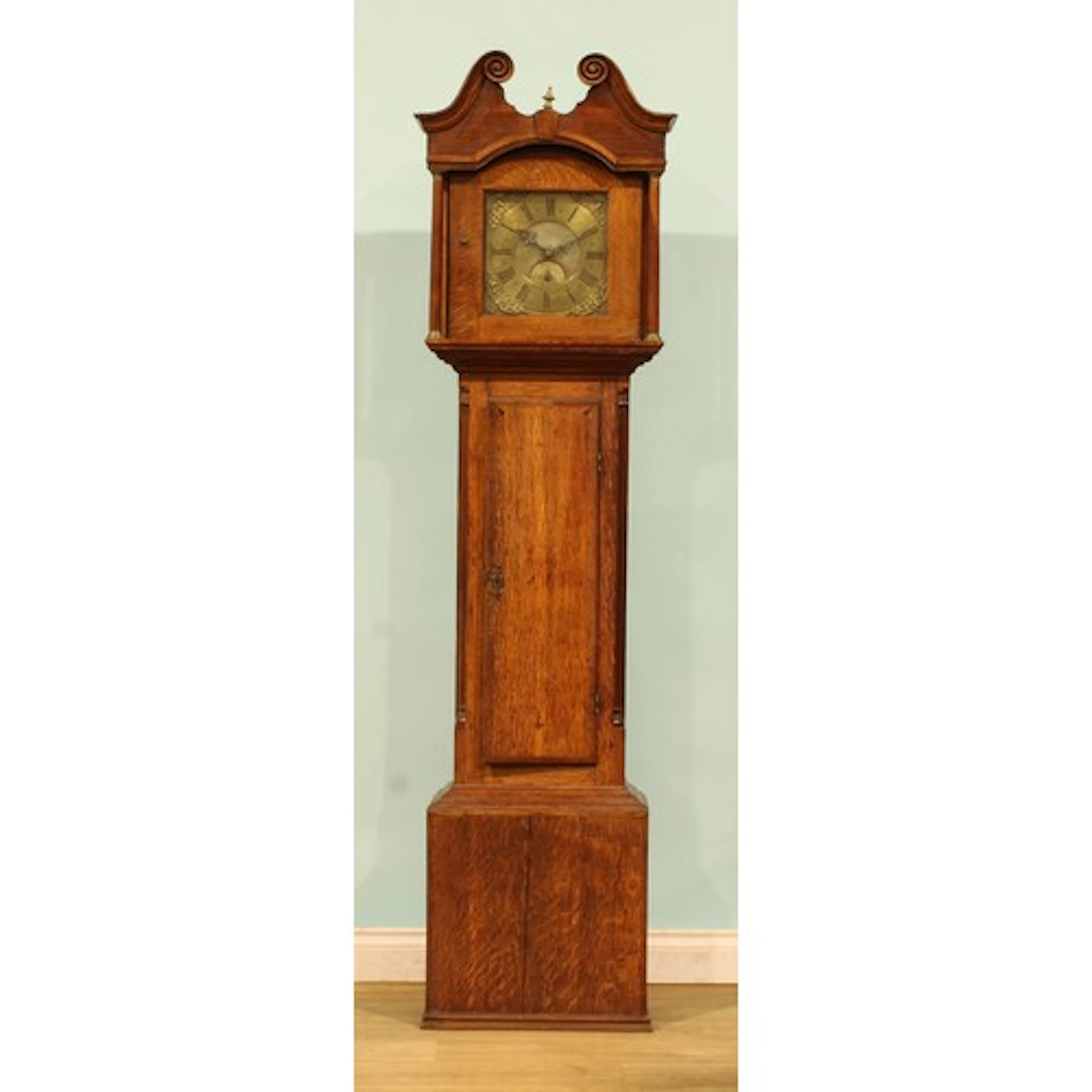 An 18th century Nottinghamshire oak longcase clock, 25.5cm s...
