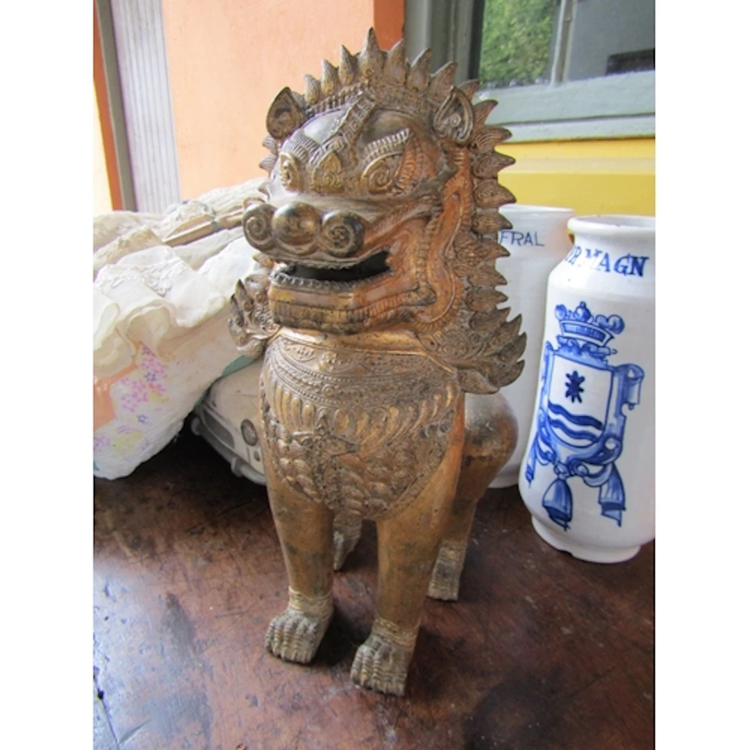 Eastern Gilded Bronze Figure of Dragon Approximately 9 Inche...