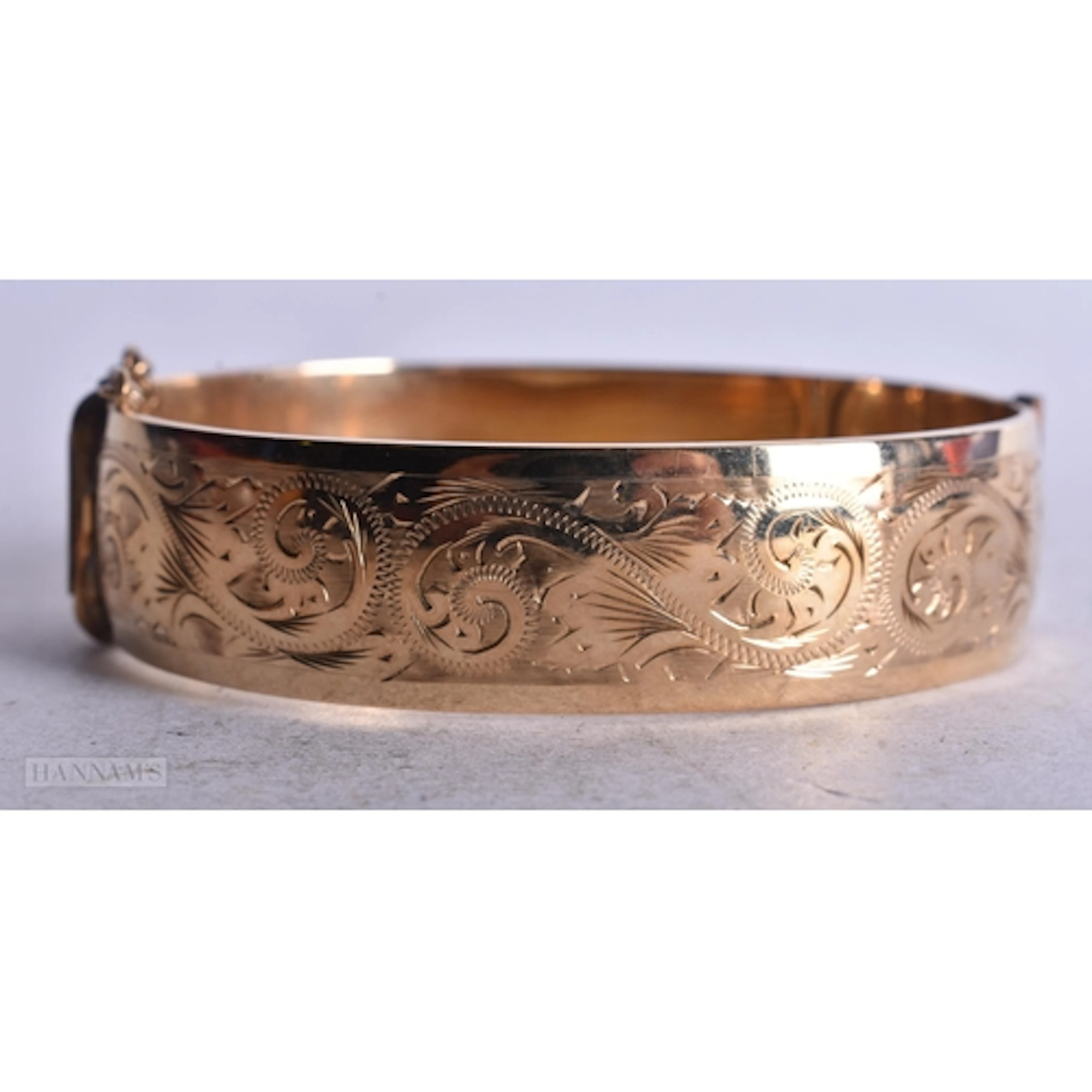 9ct Rolled Gold Metal Core Bangle w/ Etched Scrolling Design...