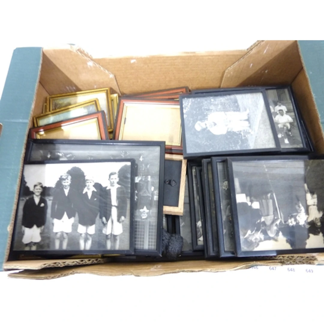 Box of photograph frames etc.