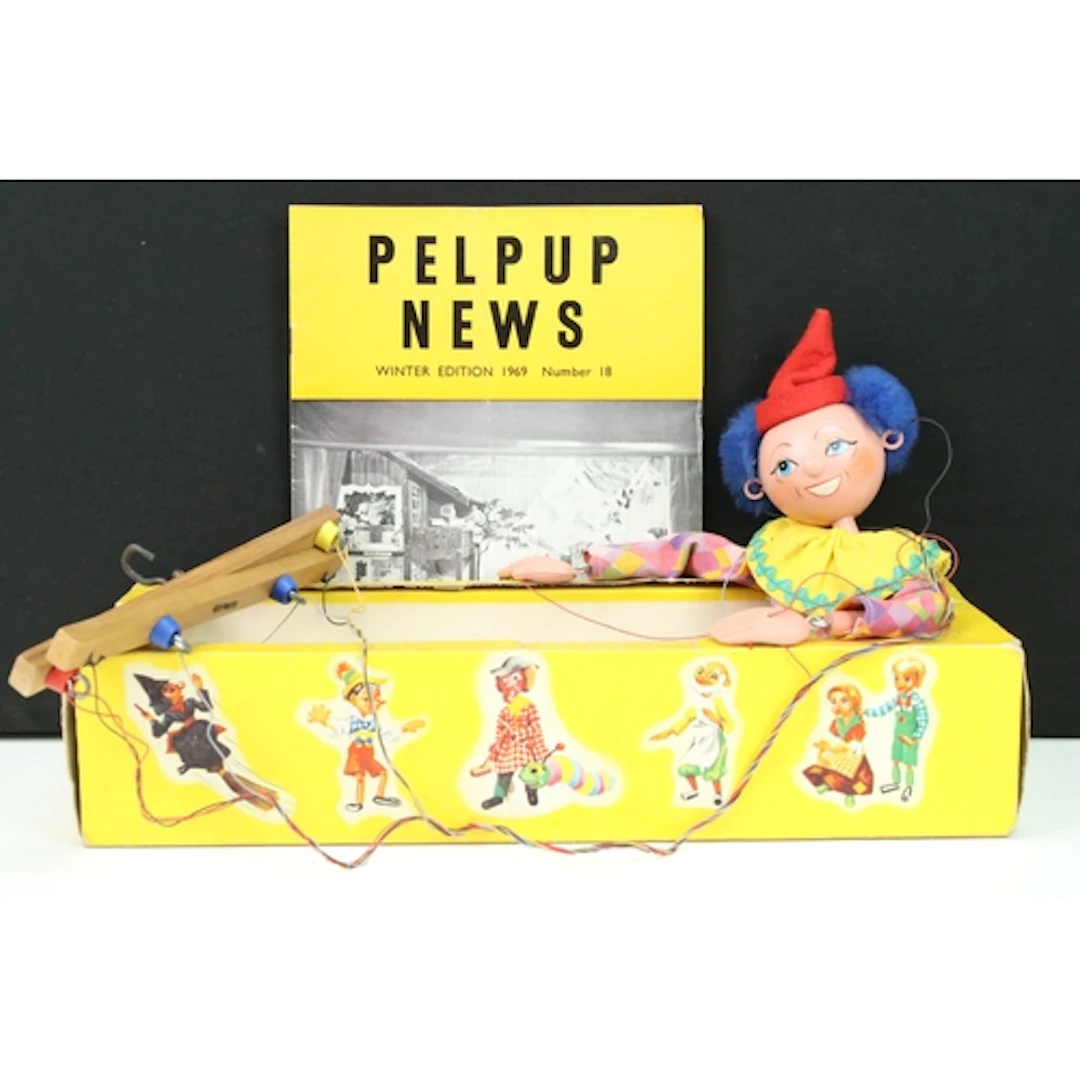 Boxed Pelham Puppets Clown puppet, in gd-vg condition, toget...