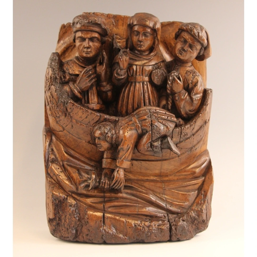 A 16th century style continental carved walnut figural group...
