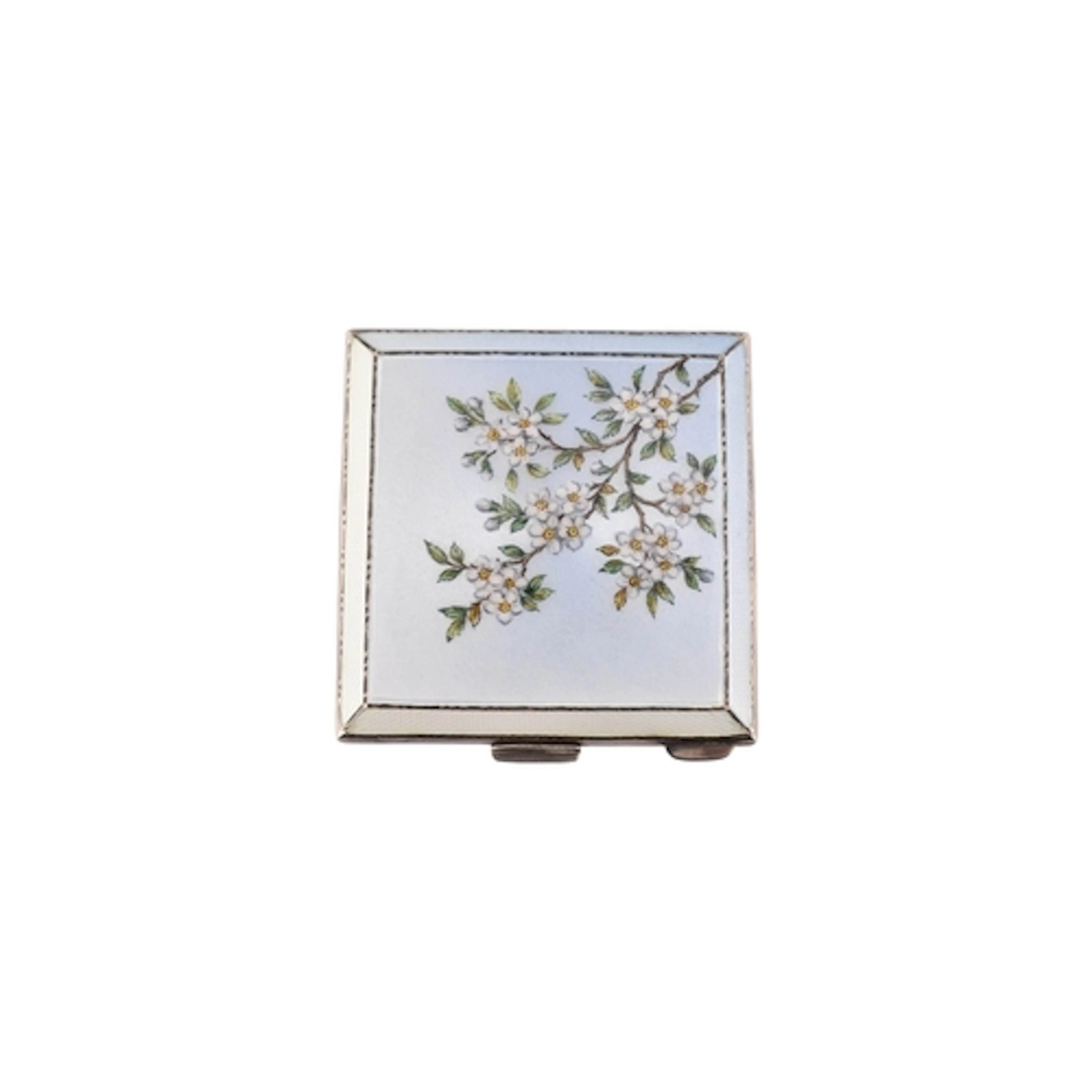 Asprey London - Hallmarked silver and enamel decorated compa...