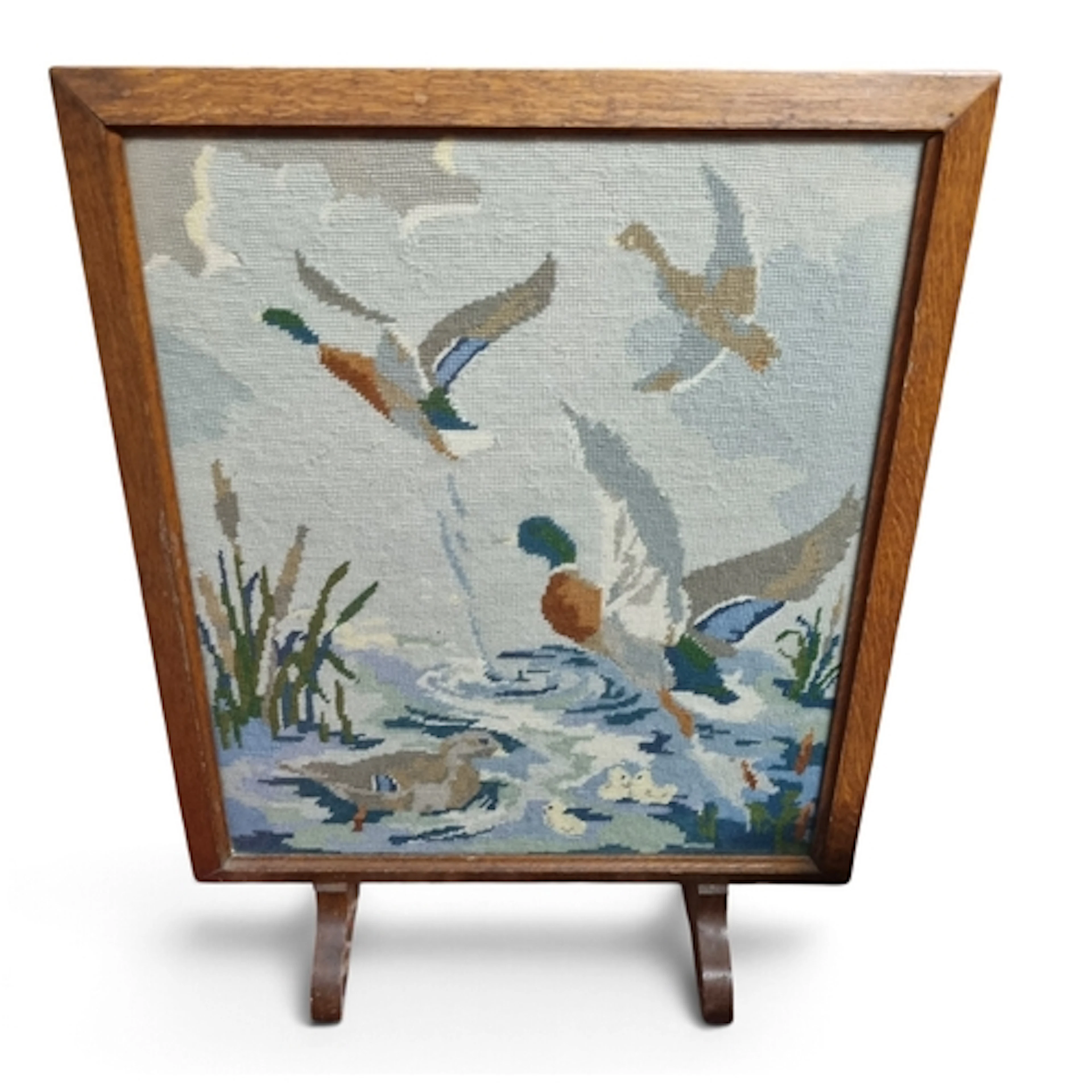 An early 20th Century Tapestry Panelled rectangular Firescre...