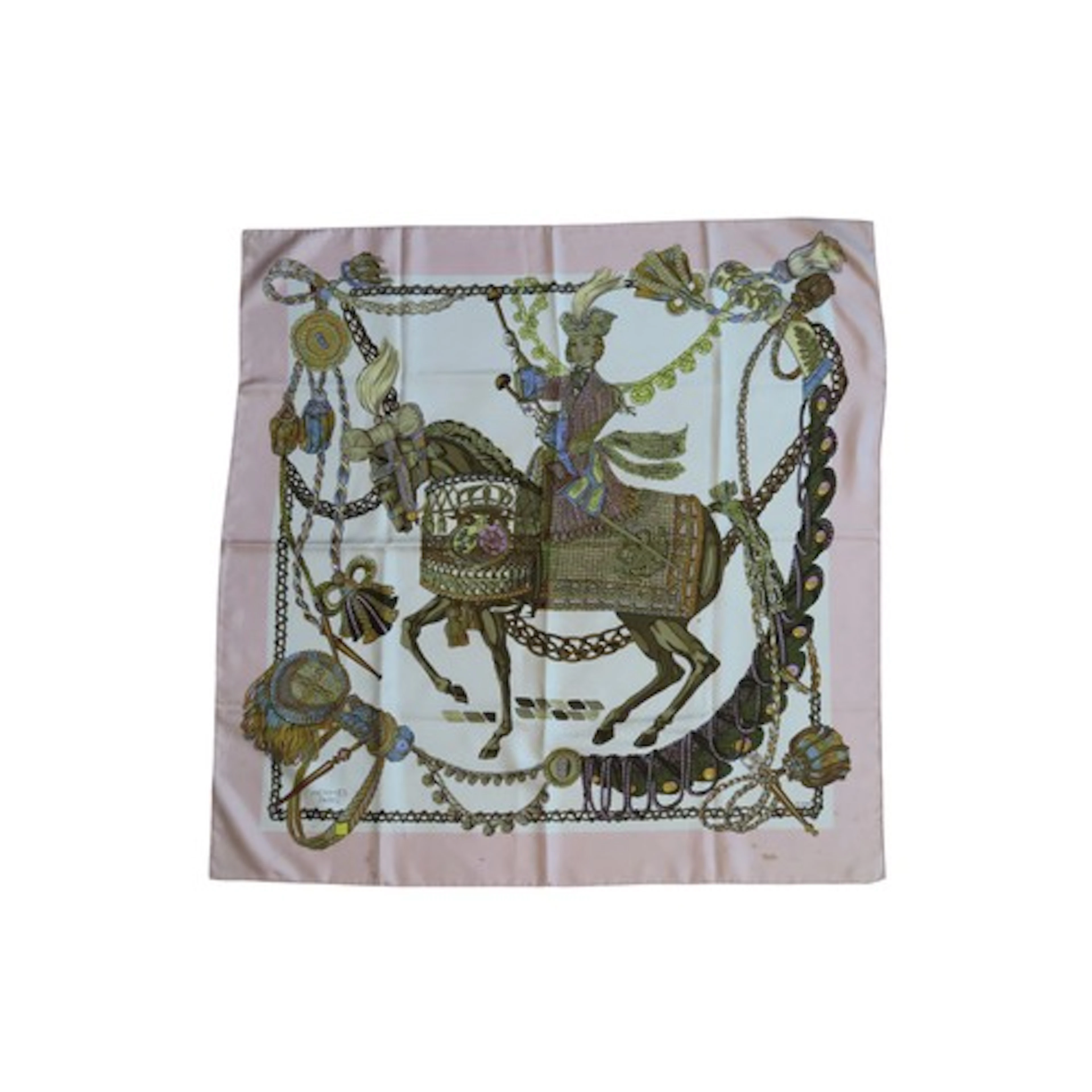 VINTAGE HERMES LE TIMBALIER SCARF 90cm x 90cm approx. Late 8...