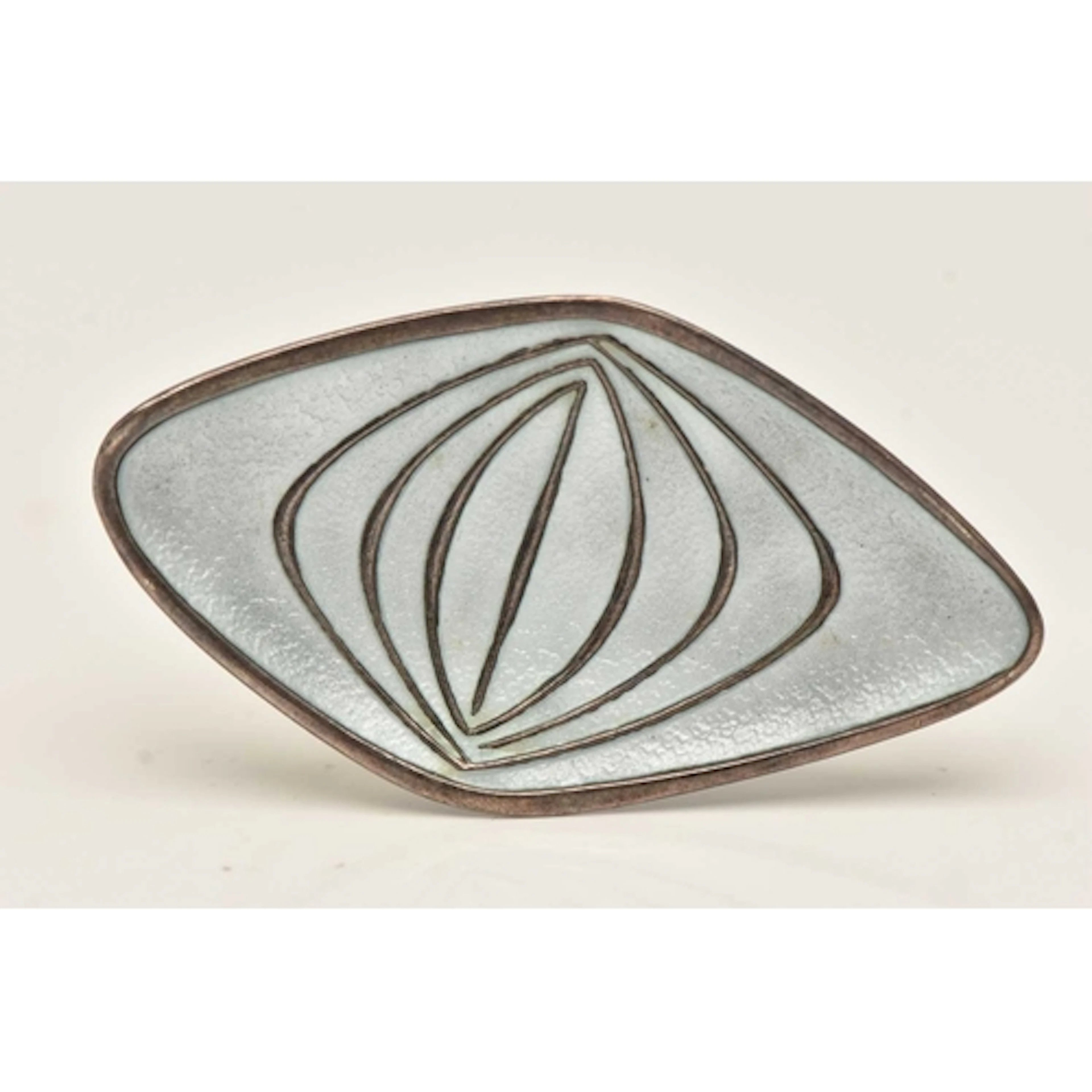 SILVER ENAMEL NORWEGIAN BROOCH, abstract form with a light b...