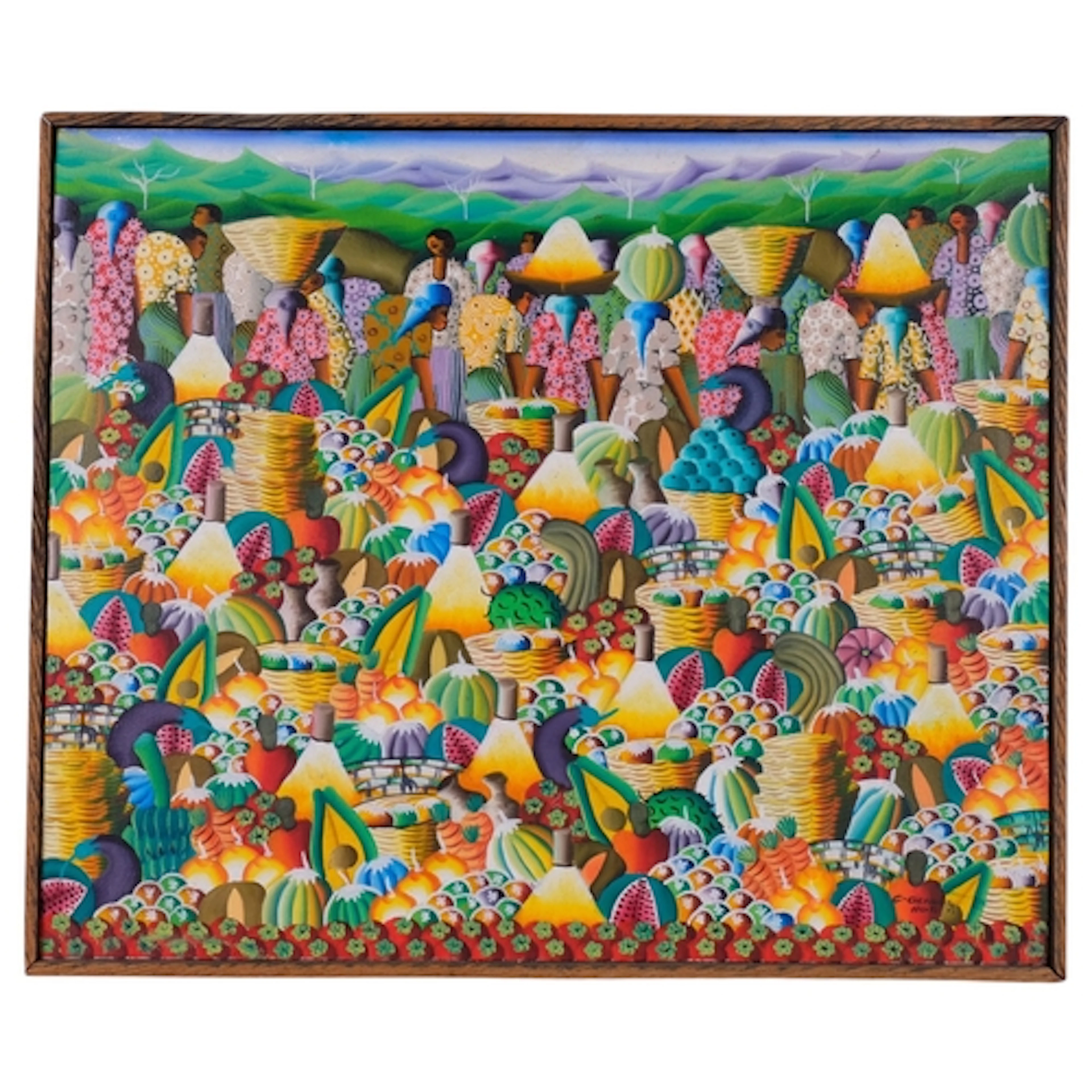 Cherie Gerelis, Haitian street market scene, oil on canvas, ...