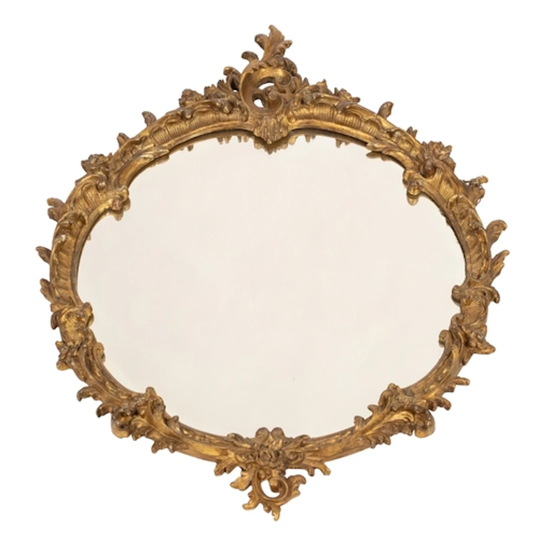 A pair of Italian carved and giltwood framed circular wall m...