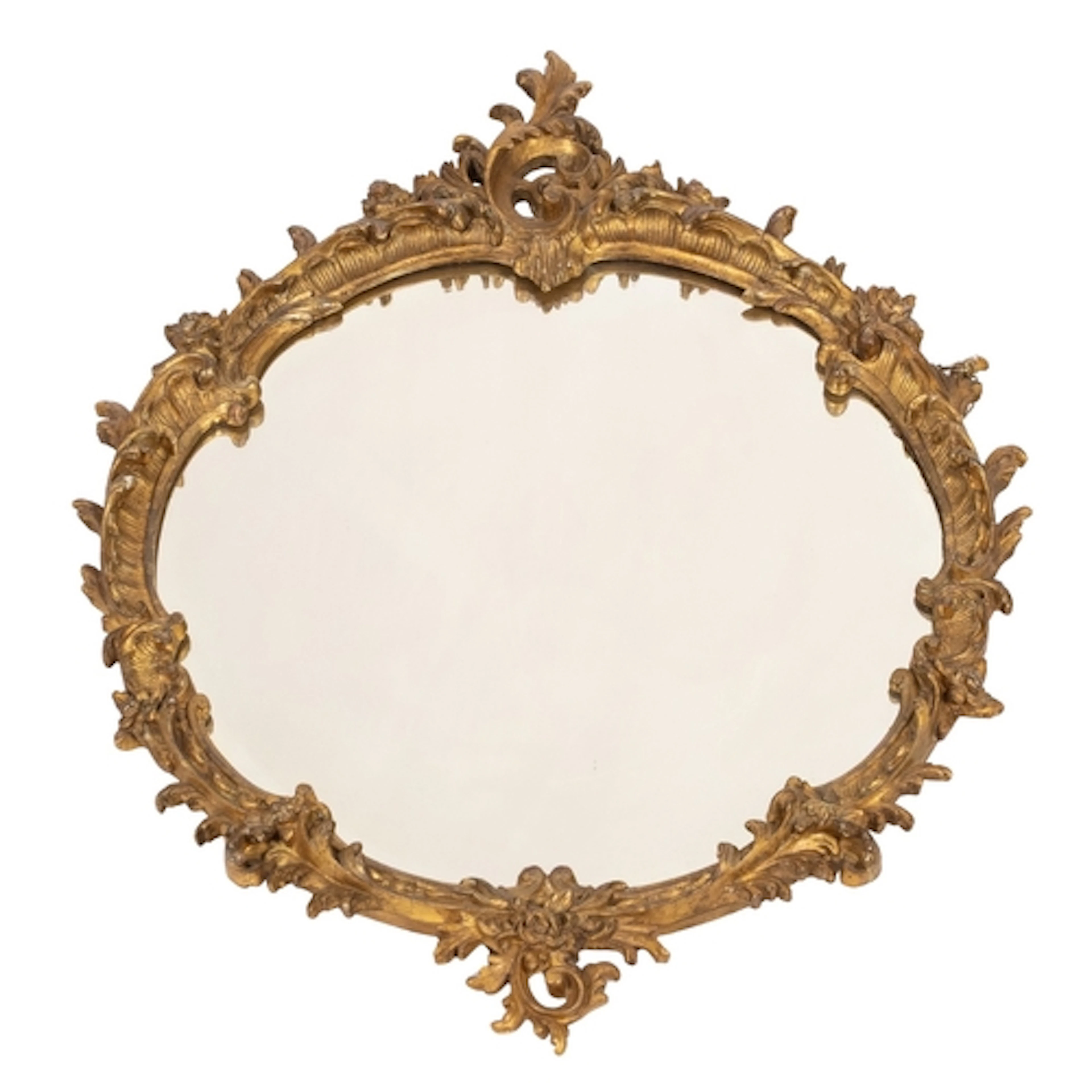A pair of Italian carved and giltwood framed circular wall m...