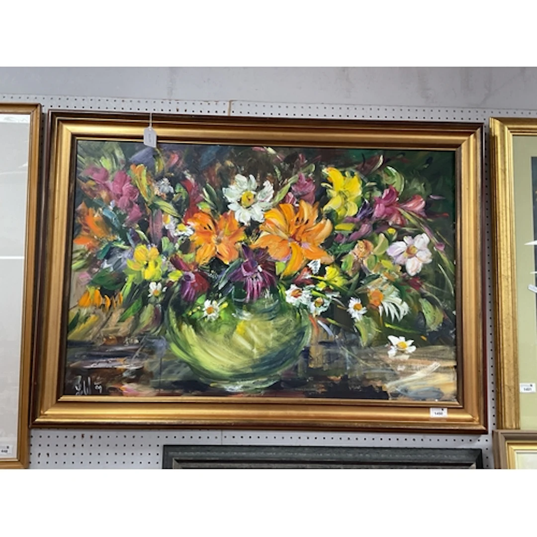 Lynne Wilkman (Sheffield Artist) Still Life of Flowers, oil ...