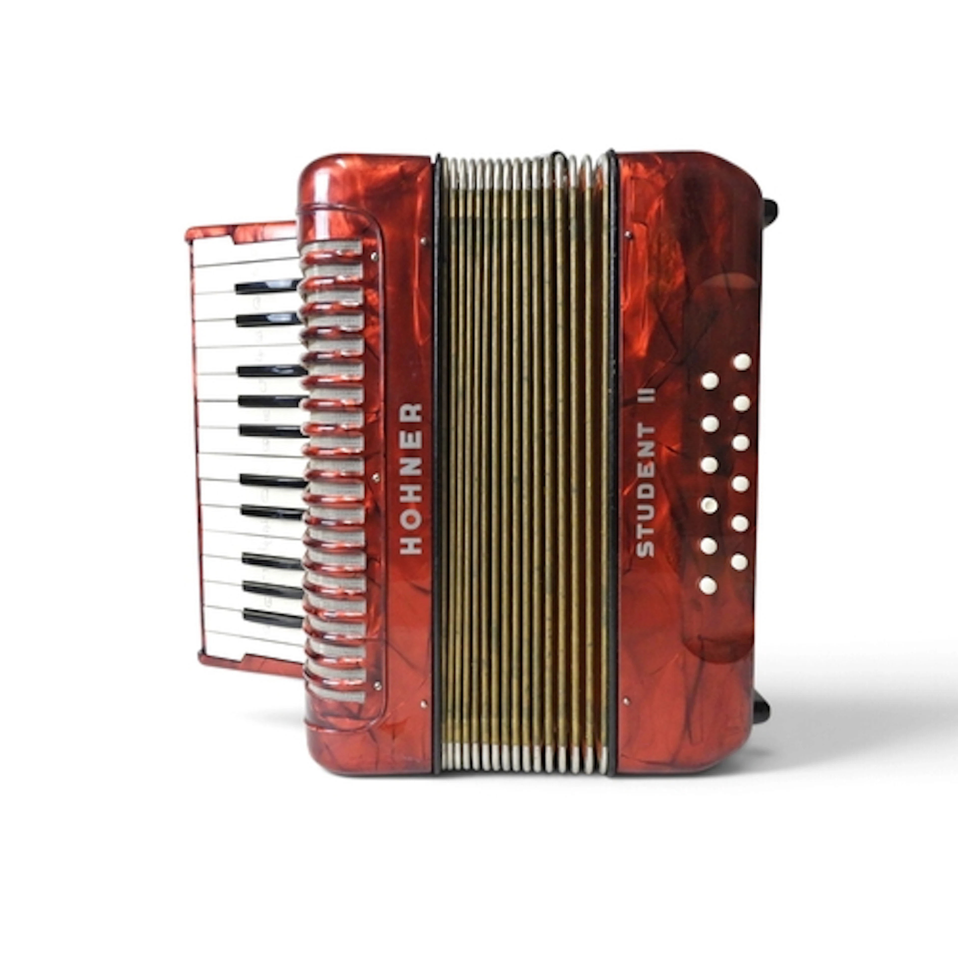 ACCORDION - Hohner Student II piano accordion with red pearl...