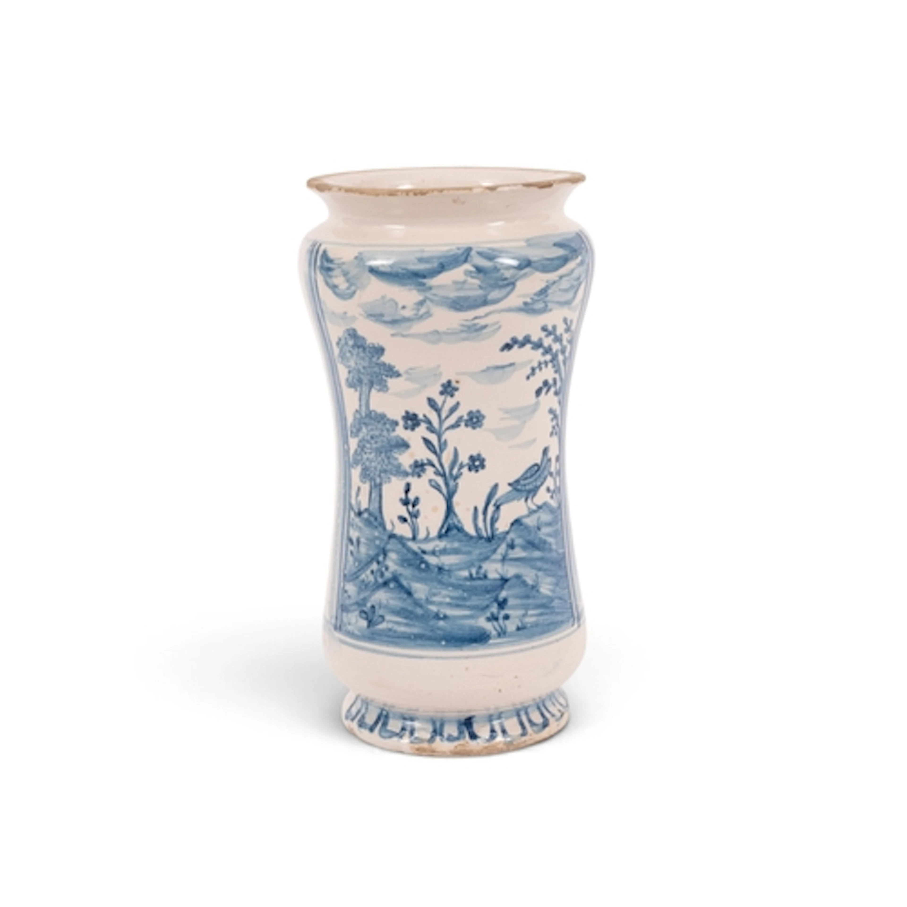 A Naples maiolica albarello or apothecary jar, late 17th/ear...