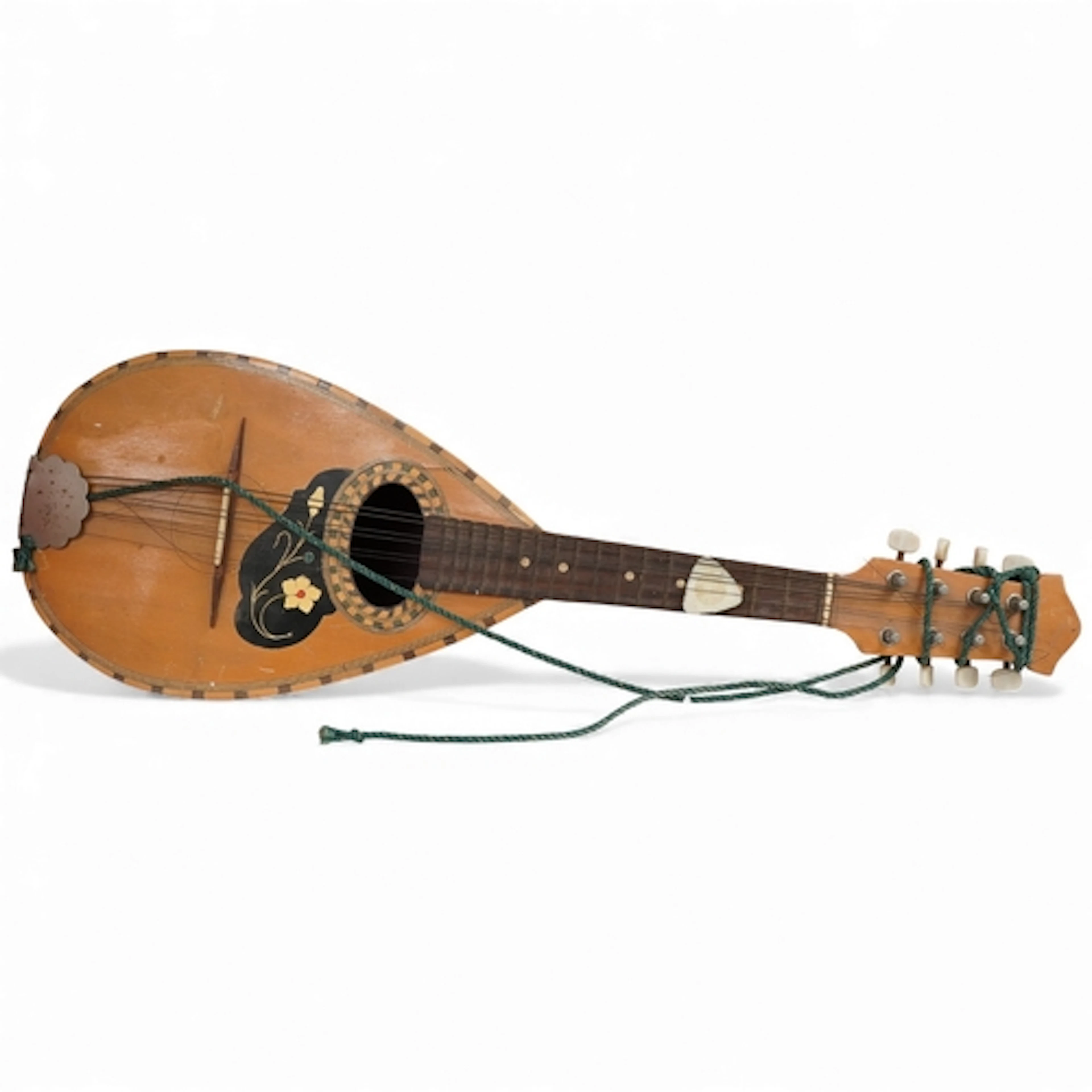 A vintage inlaid bowl back mandolin, 63cm in length