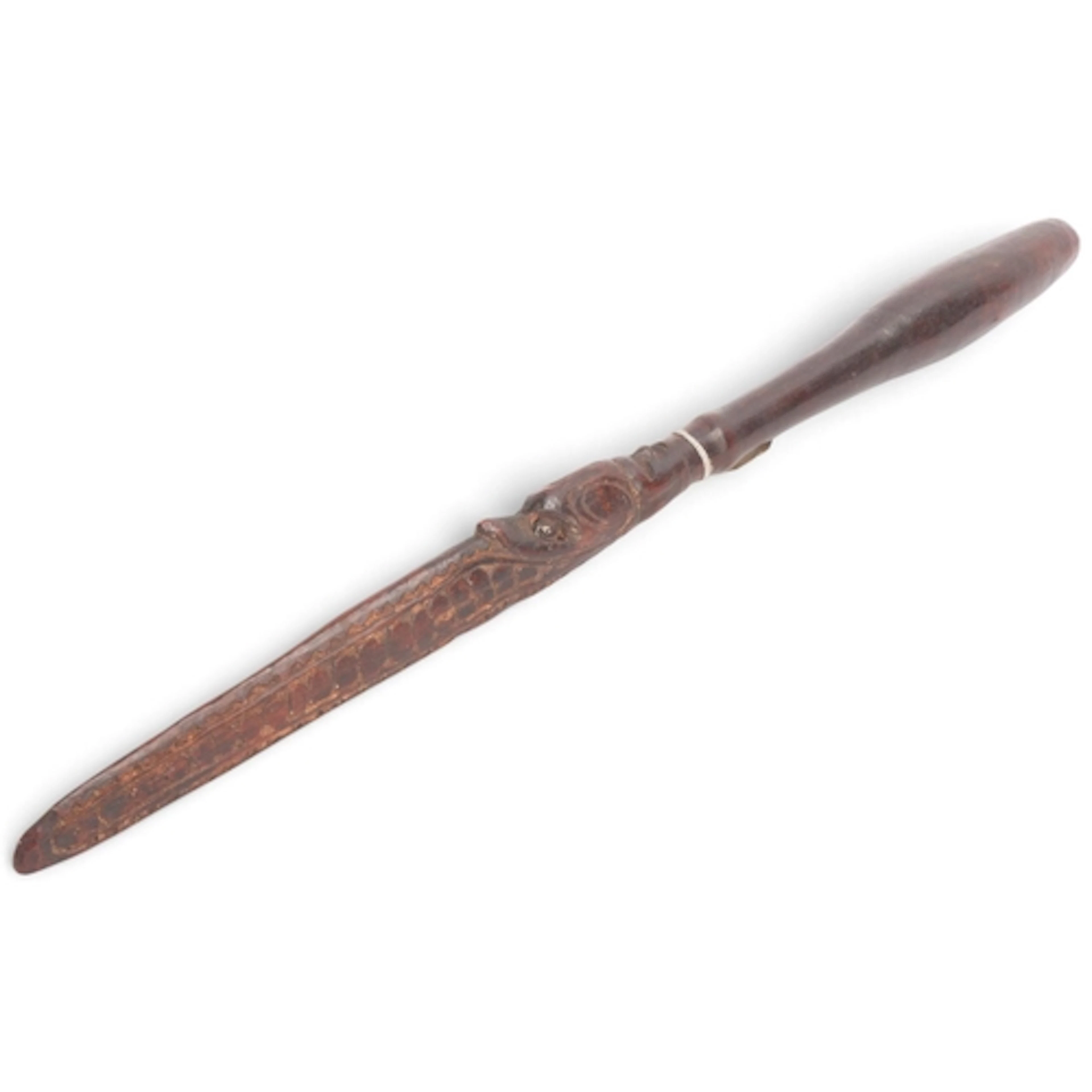 A Papua New Guinea drum beater with carved handle, length 52...