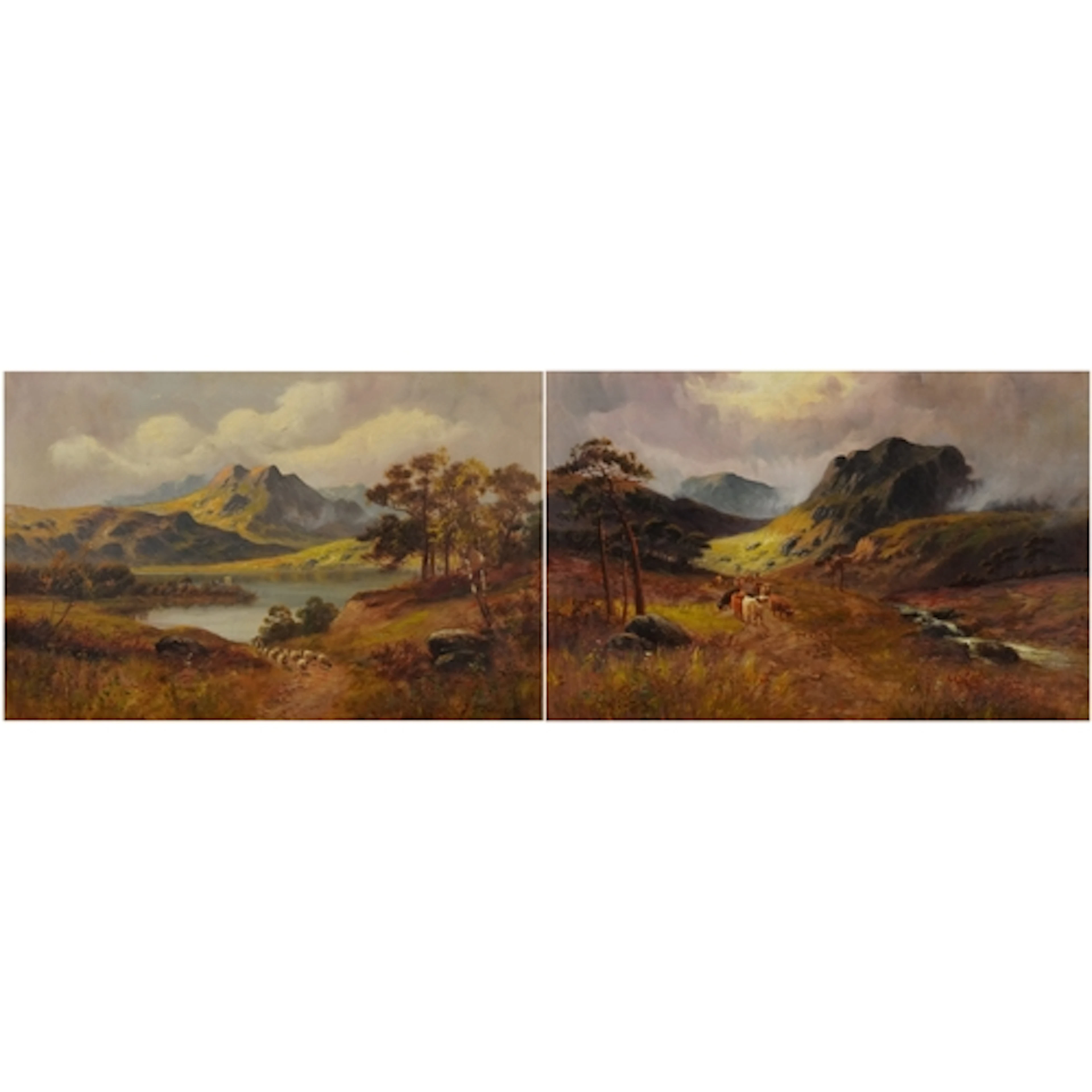 J McIntyre - Two pastel landscapes, early 20th century oils ...