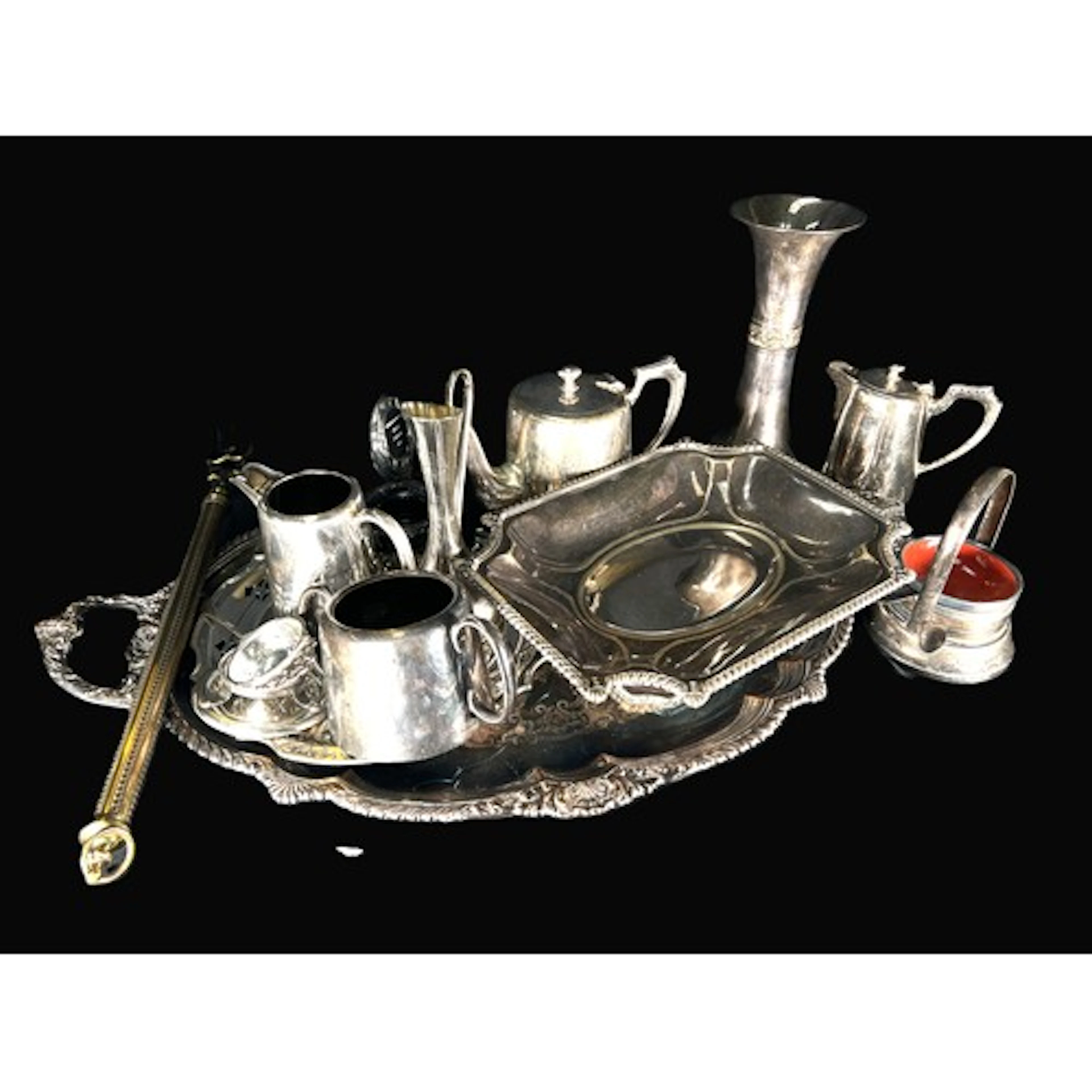 A selection of silver plate to include large 2 handled tray,...