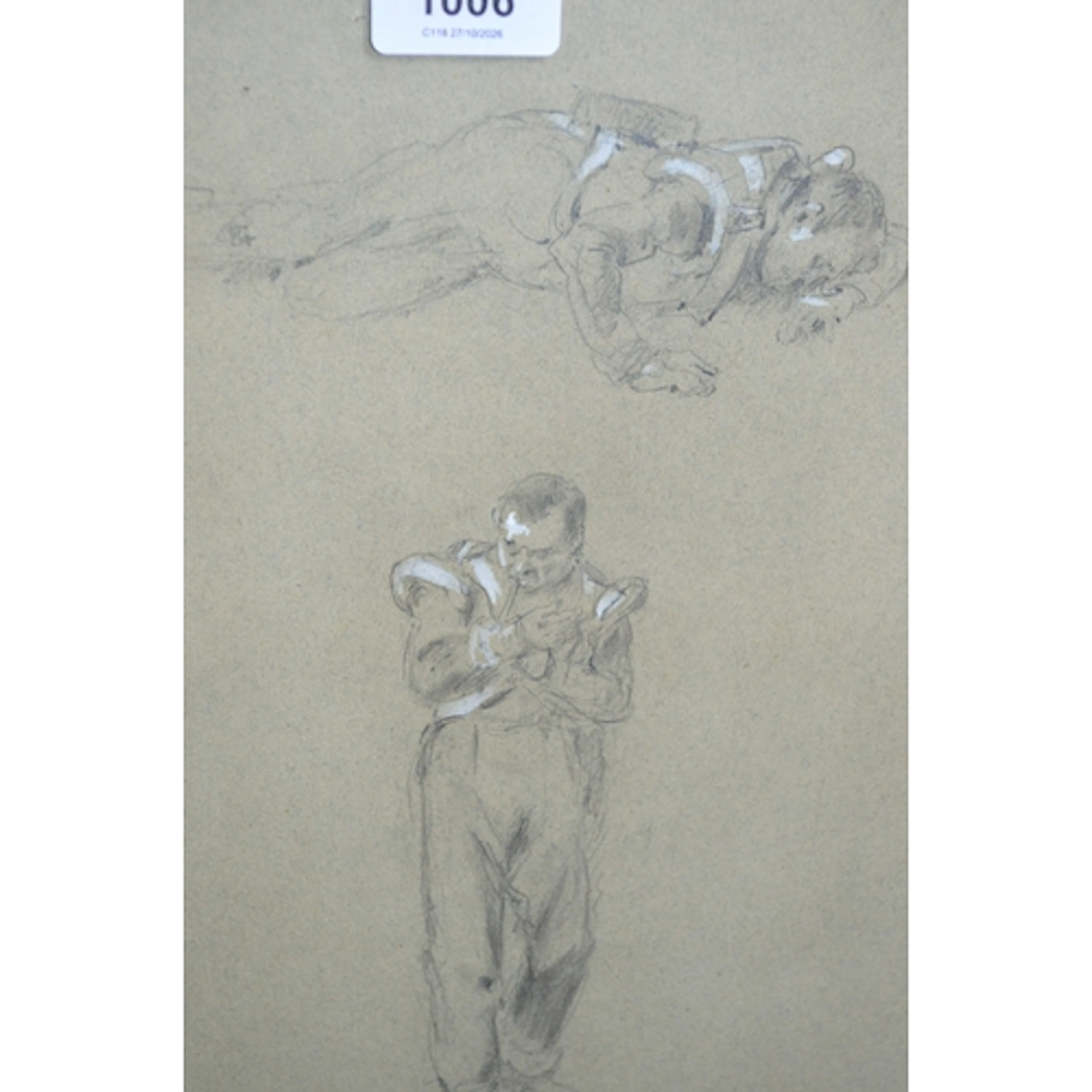 Ernest Crofts, graphite drawing highlighted with white, stud...