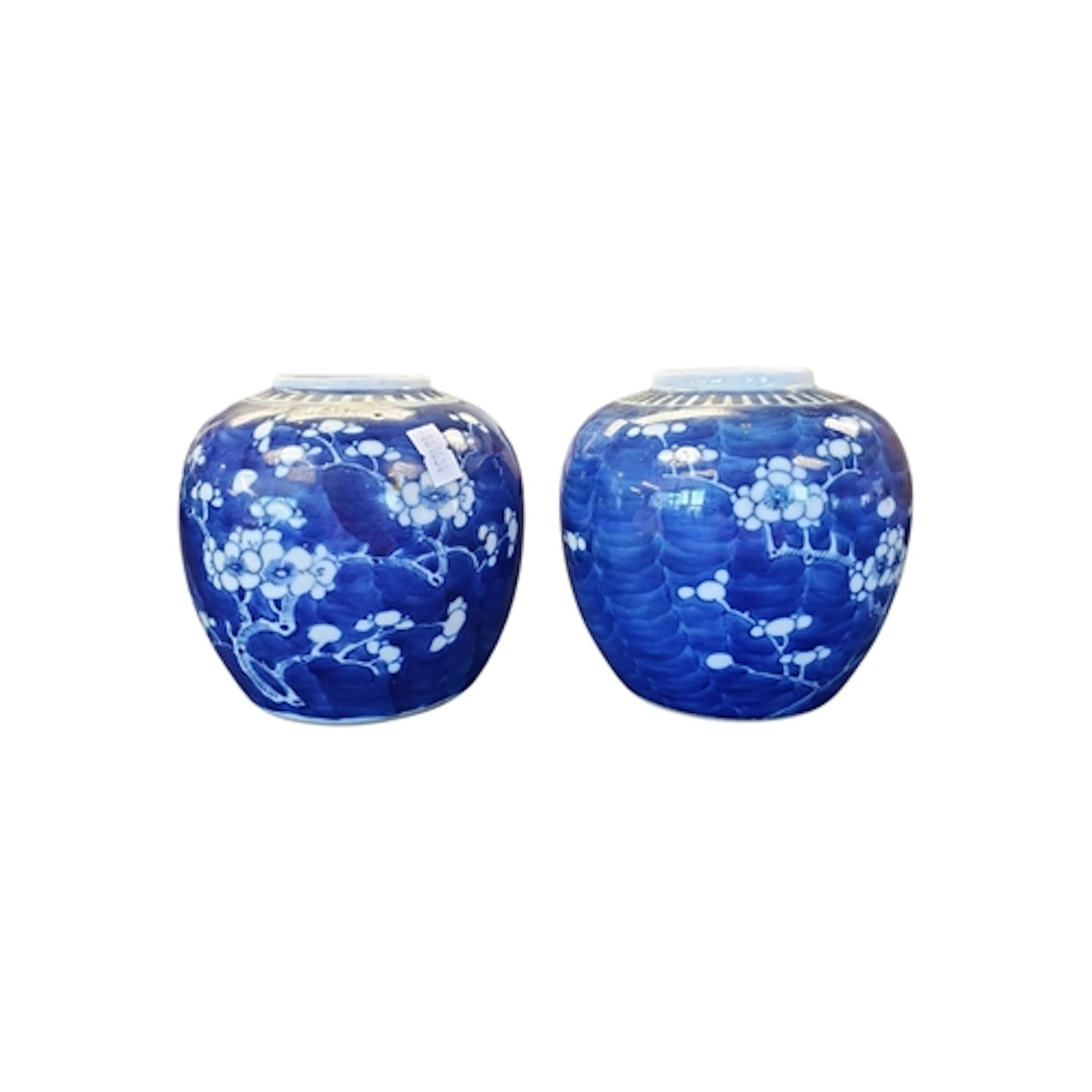 Pair of 19th century Chinese prunus porcelain ginger jars. D...