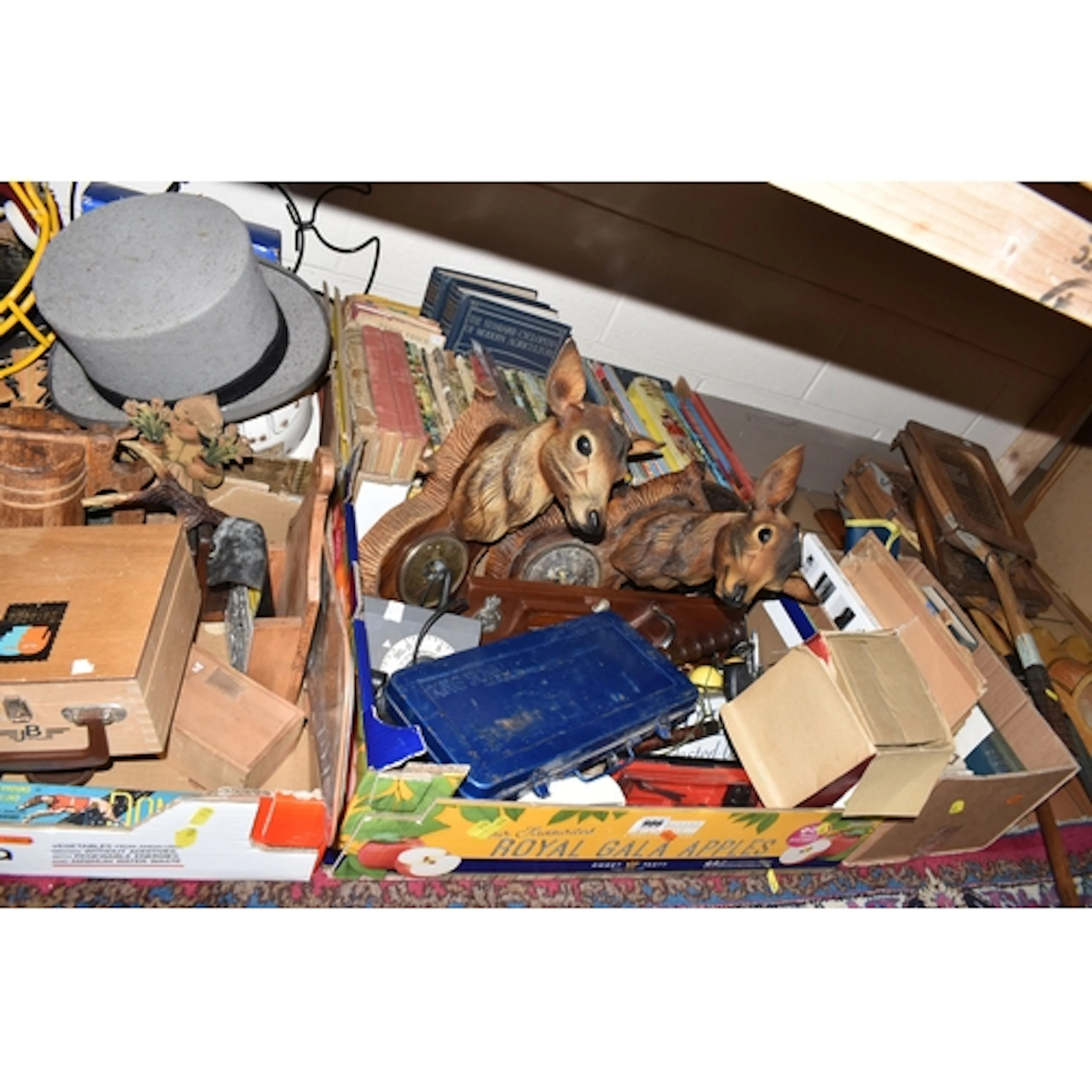 FIVE BOXES AND LOOSE OF ASSORTED DECORATIVE HOUSEHOLD ITEMS ...