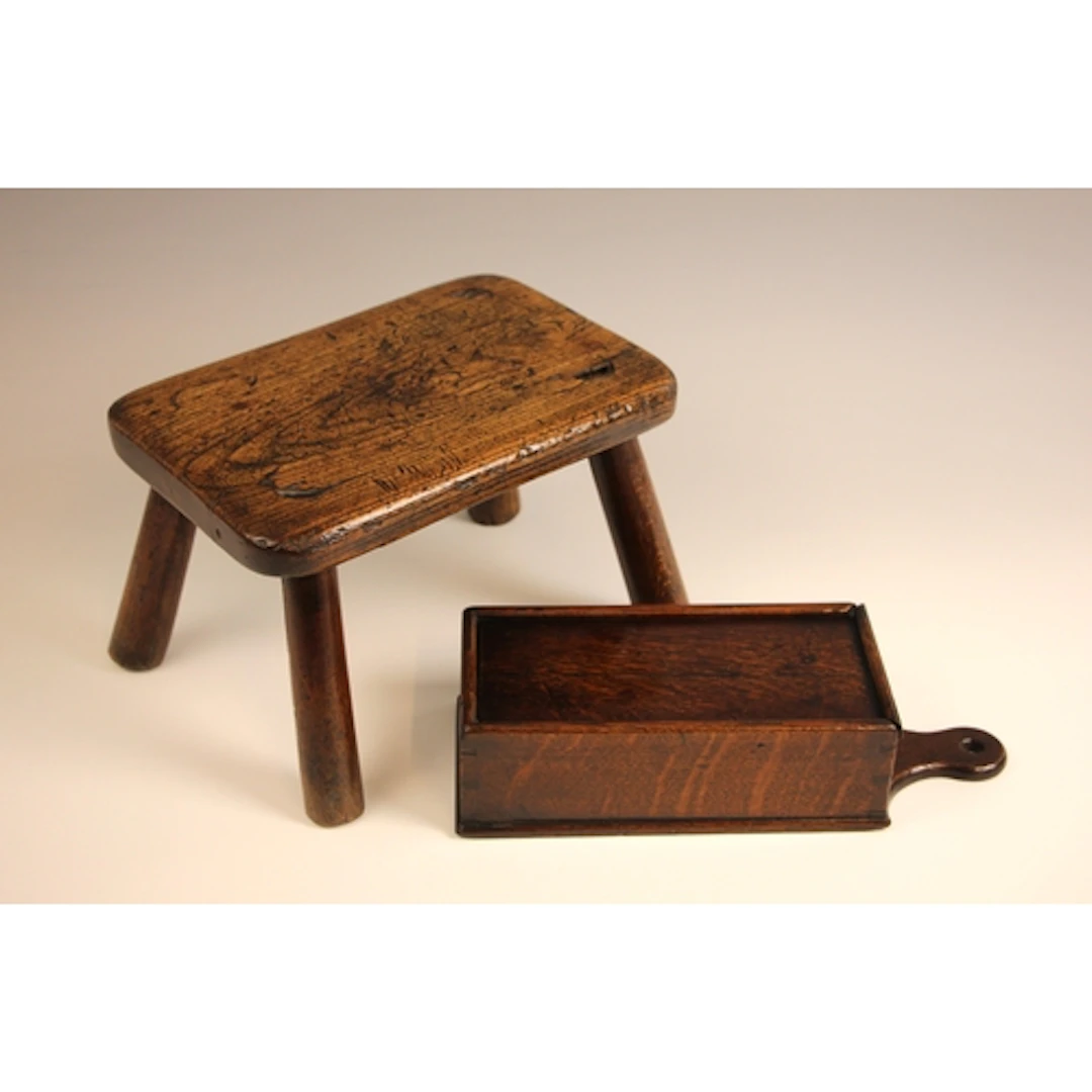 A Georgian oak candle or tinder box, 19th century, the recta...