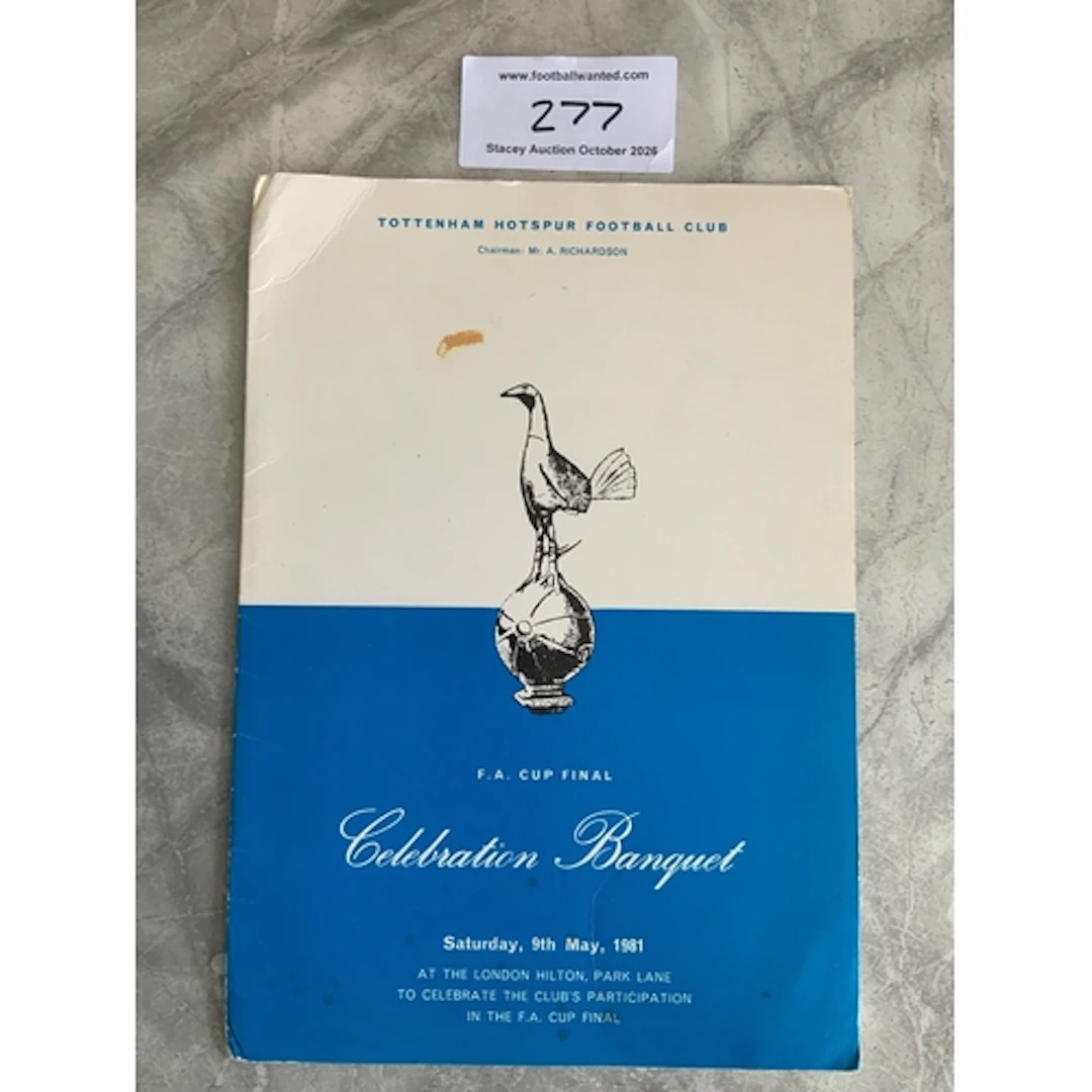 1981 Tottenham FA Cup Final Football Menu: The evening of th...
