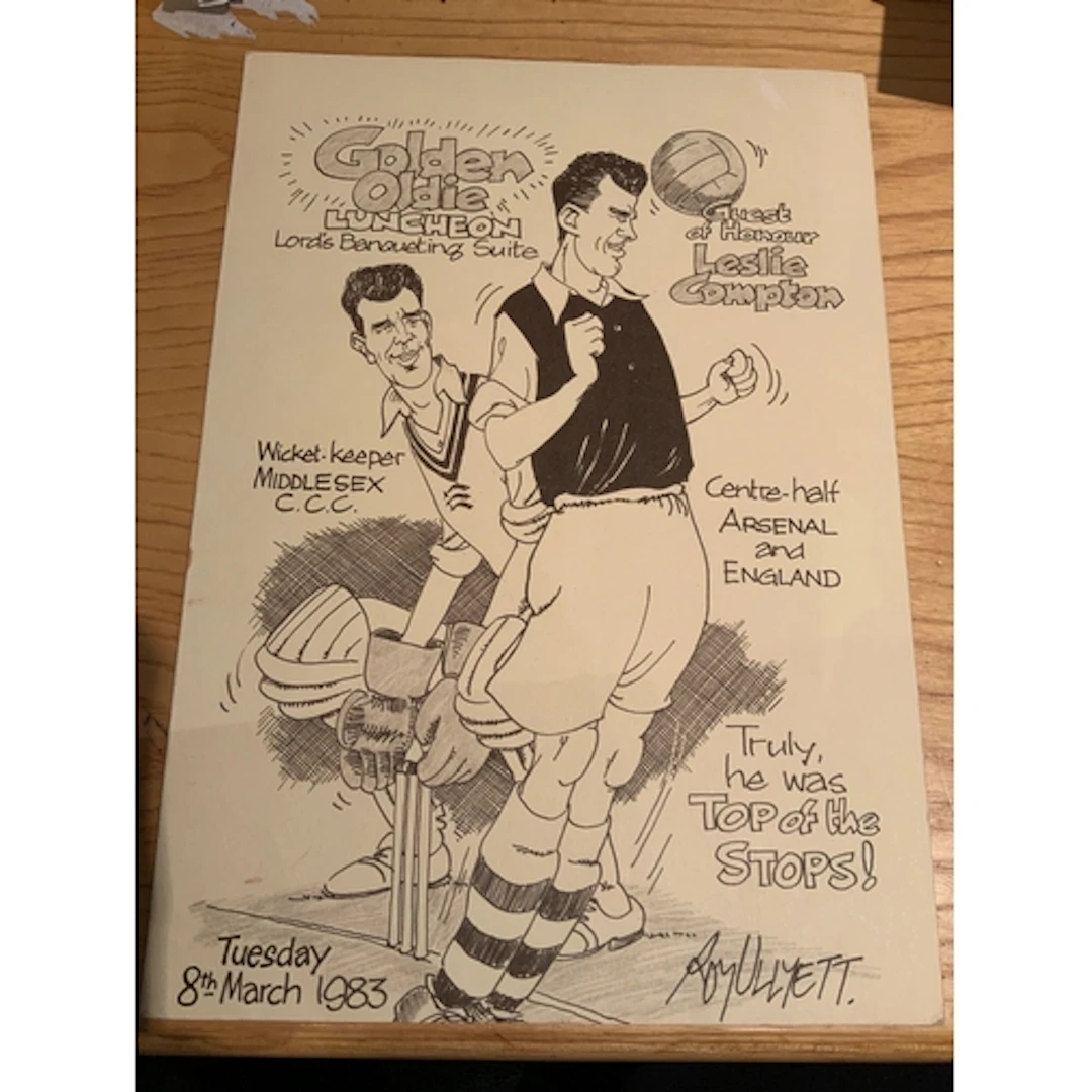 Les Compton Arsenal Signed Football + Cricket Menu: Luncheon...
