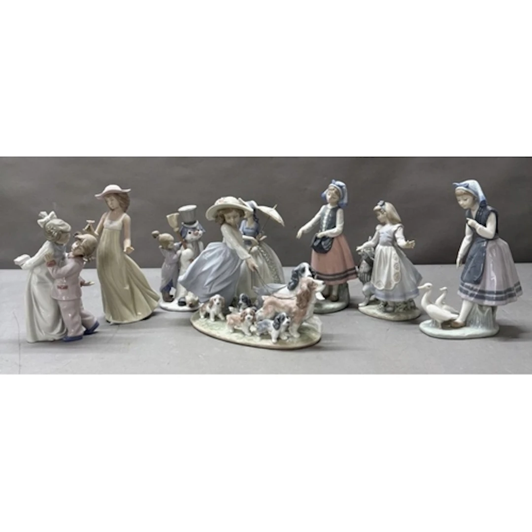 A selection of Lladro and NAO figures to include young girl ...