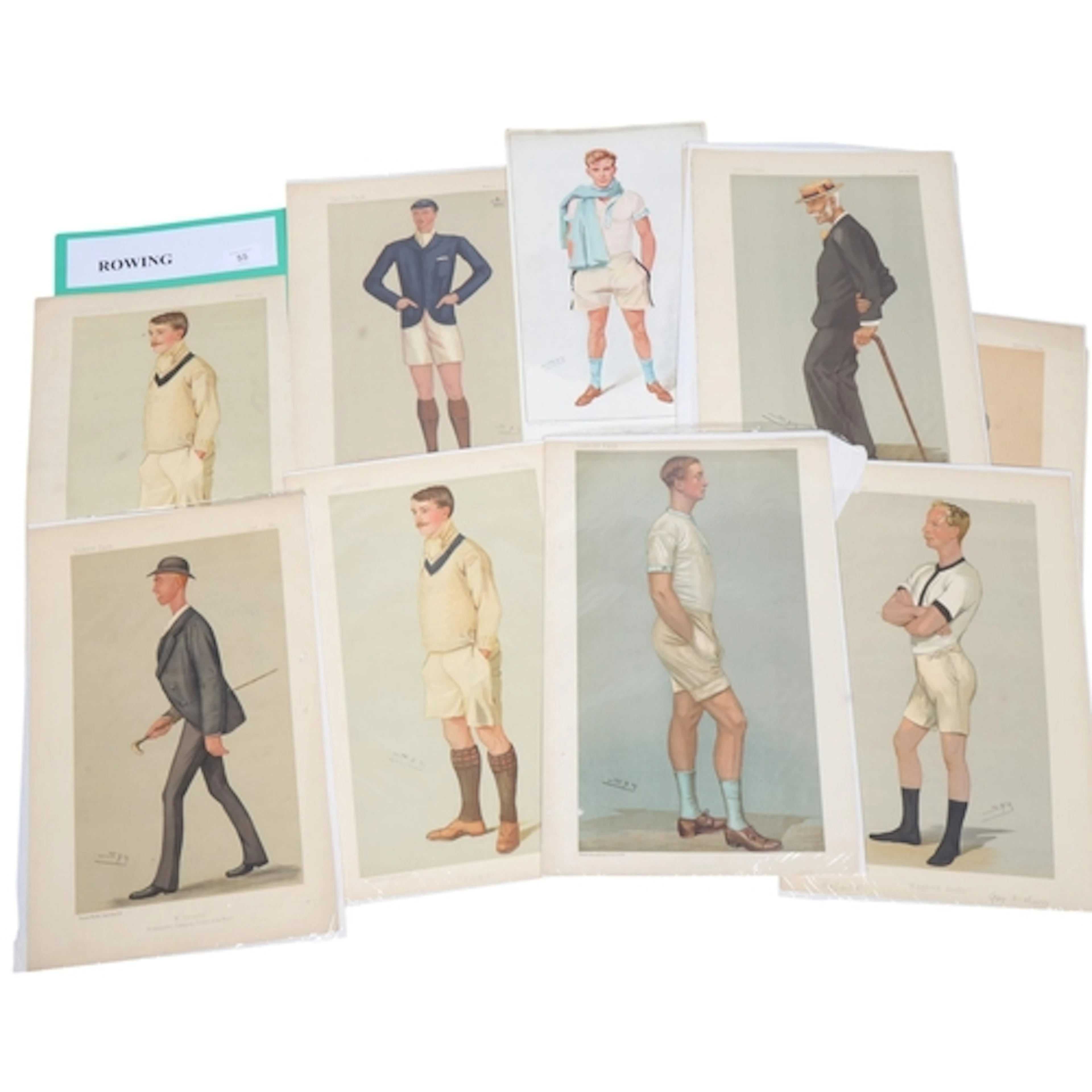 A folder of Vanity Fair prints relating to rowing, 21 prints...