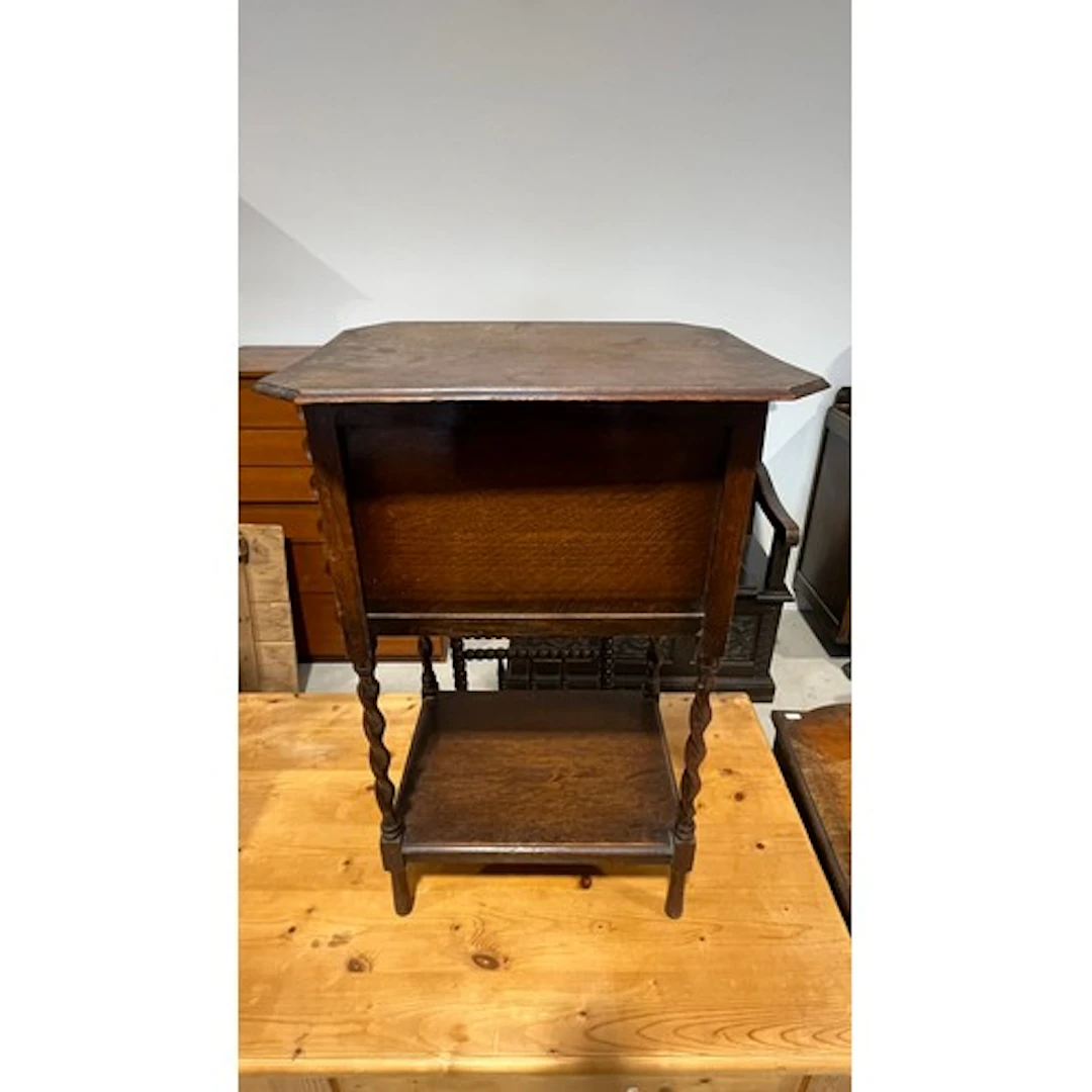 Antique sewing box with barley twist legs.